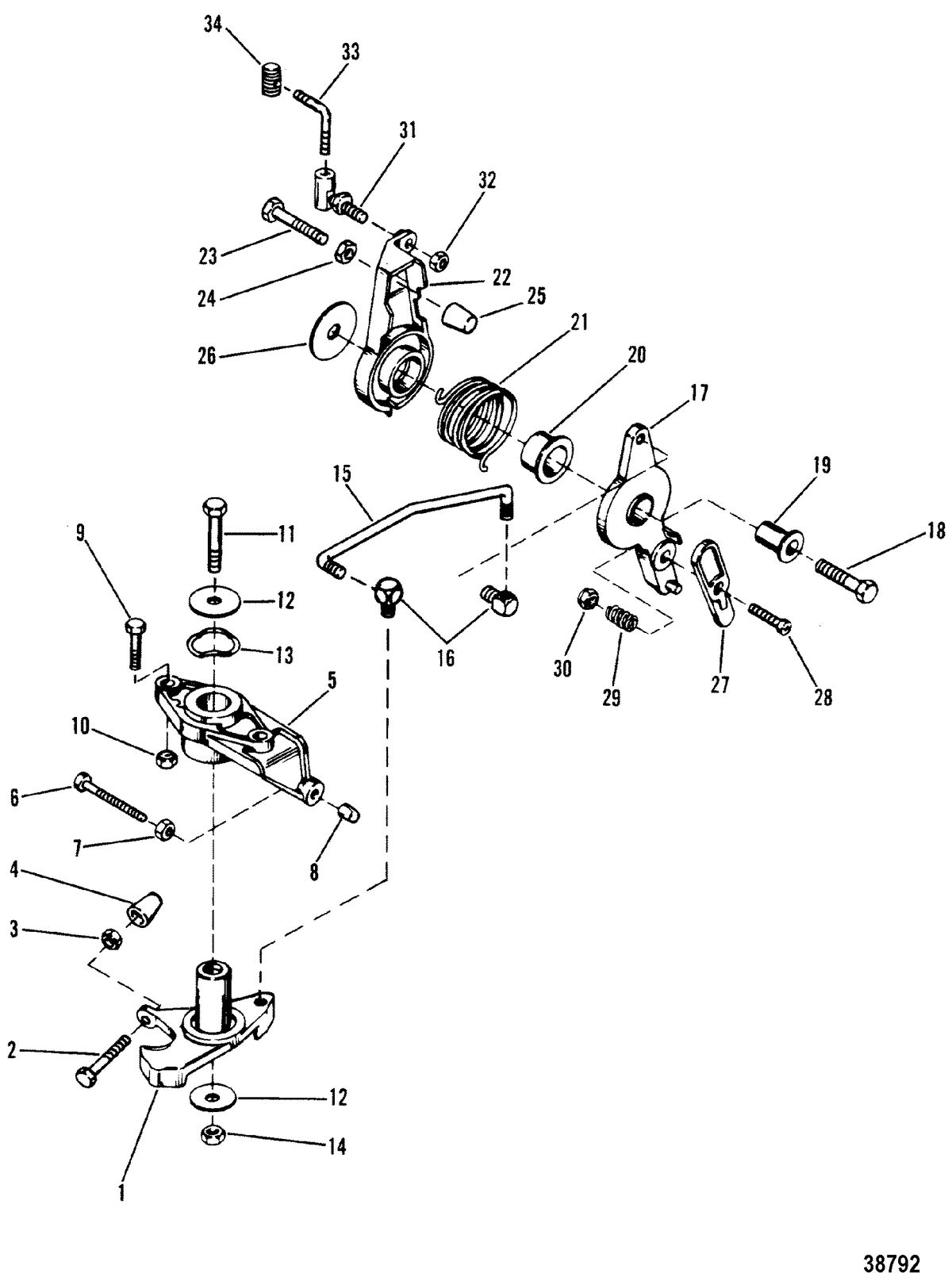 MERCURY 35 HP THROTTLE AND SPARK ADVANCE LINKAGE