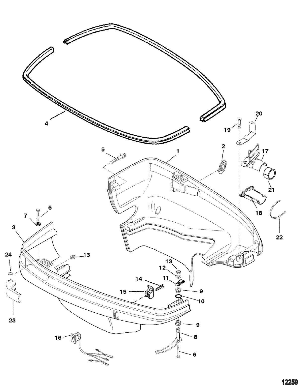 MERCURY/MARINER 200/225 (3.0L DFI) Bottom Cowl