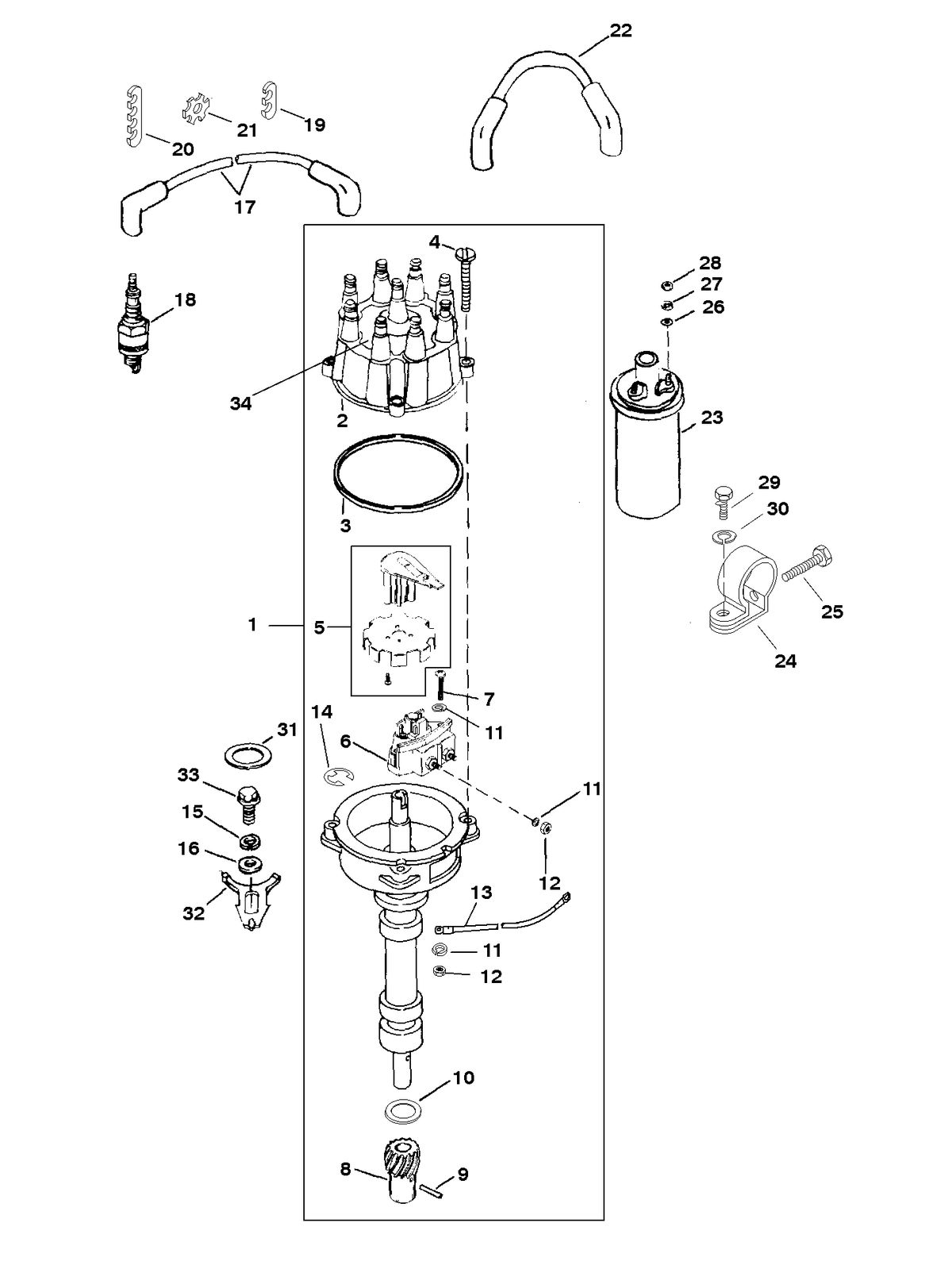 RACE STERNDRIVE HP 500 BULLDOG (540 CID) DISTRIBUTOR AND IGNITION COMPONENTS