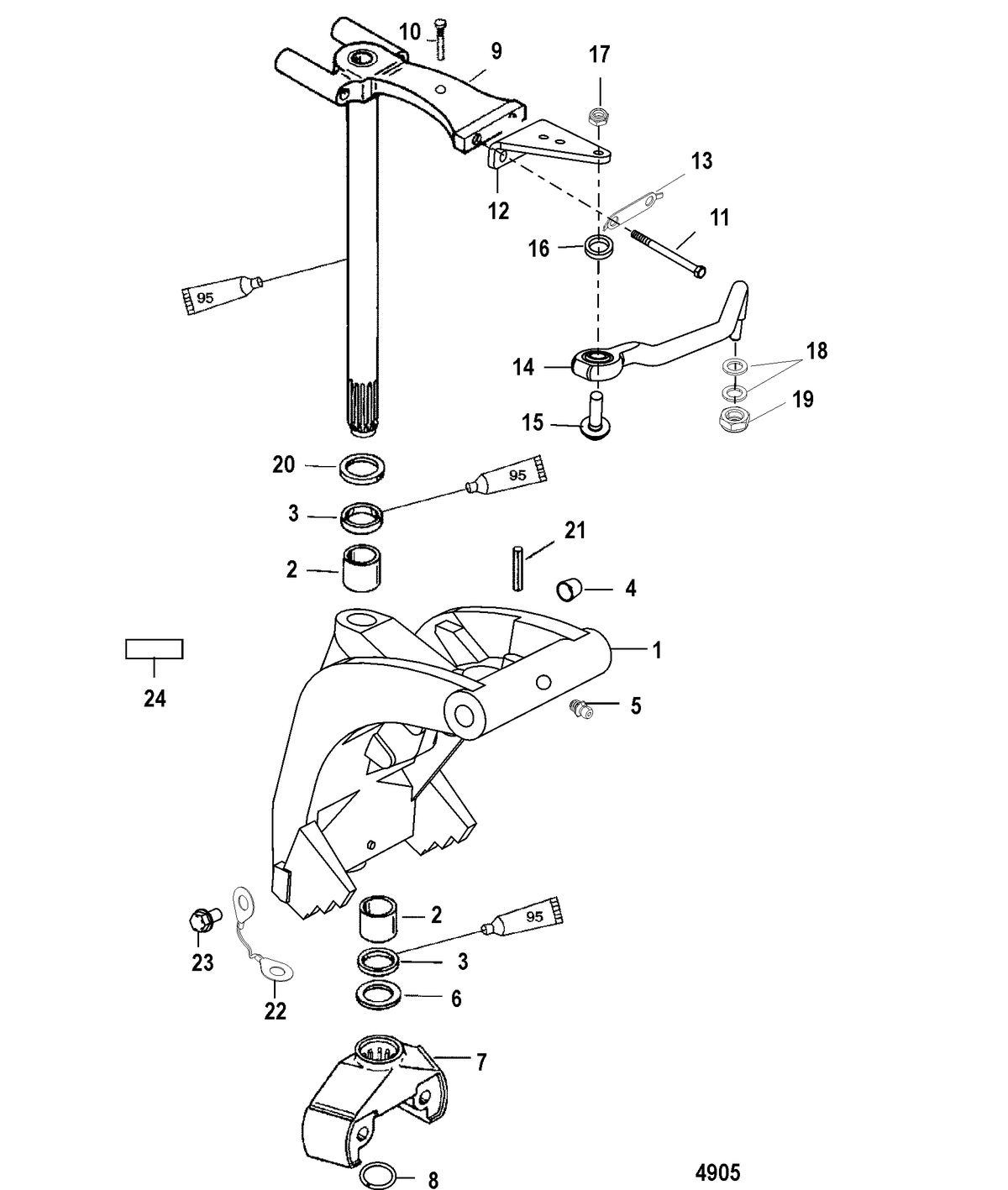 MERCURY/MARINER 55/60 JET 40 (3 CYLINDER) Swivel Bracket