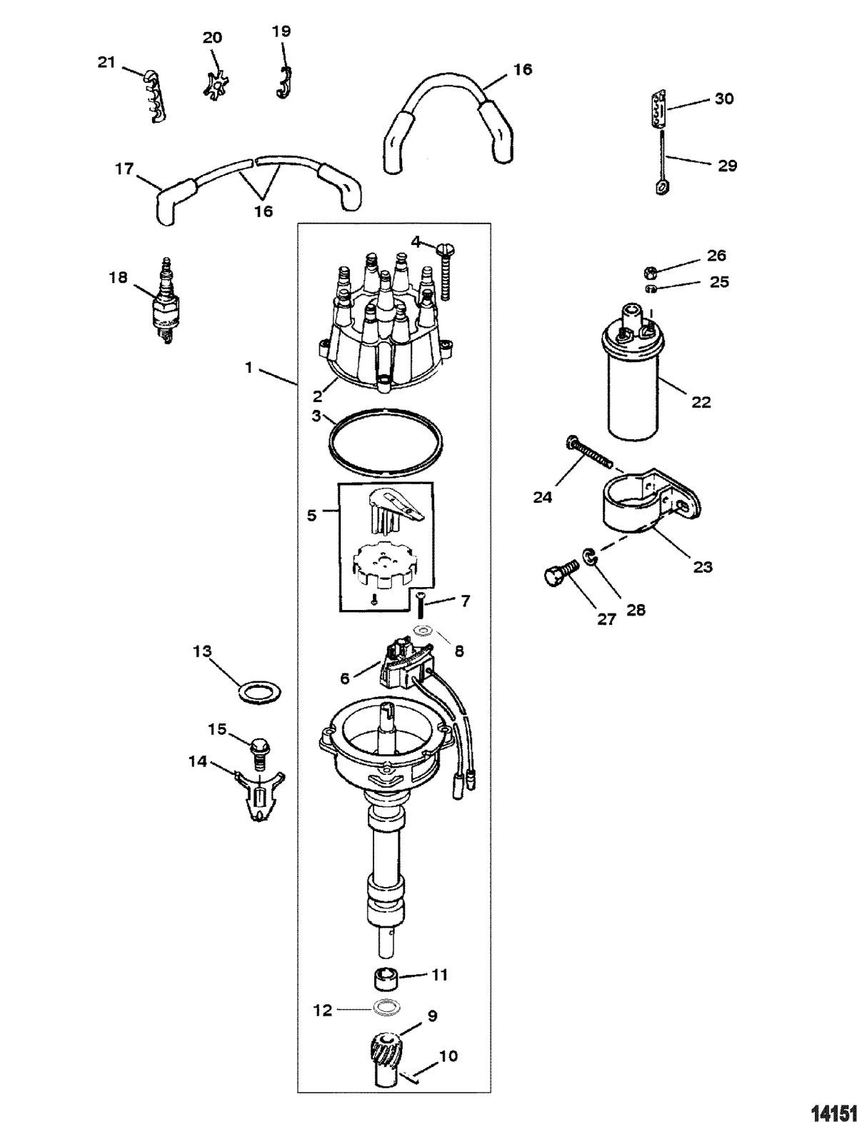 MERCRUISER 5.7L COMPETITION SKI ENGINE (GEN +) DISTRIBUTOR AND IGNITION COMPONENTS