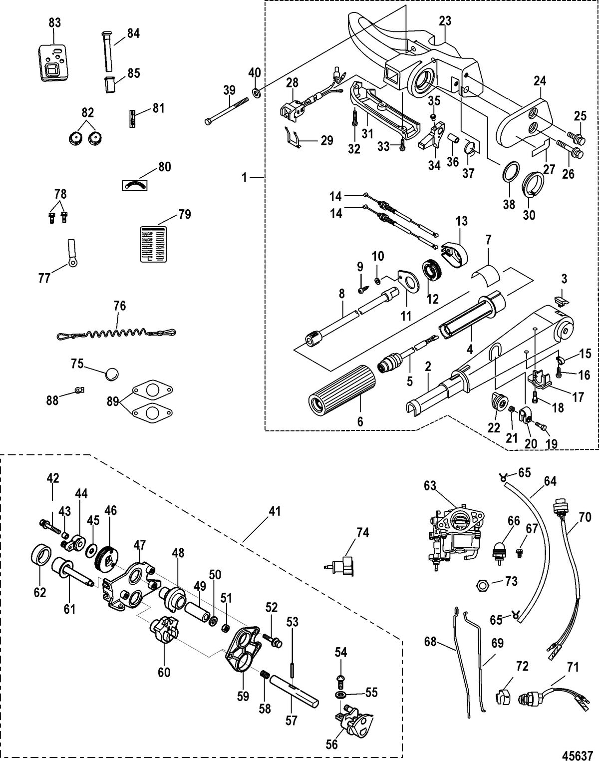 ACCESSORIES STEERING SYSTEMS AND COMPONENTS Tiller Handle Conversion Kit, Electric - 8M0051066