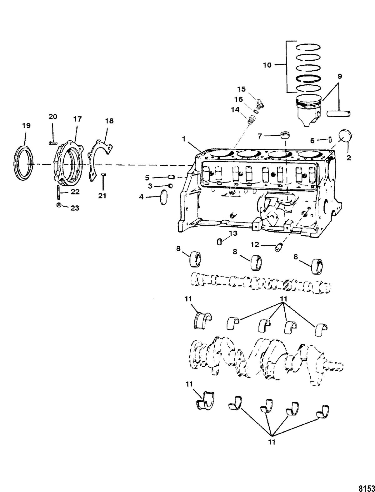 MERCRUISER 3.0L ALPHA ONE Cylinder Block, Piston and Bearings
