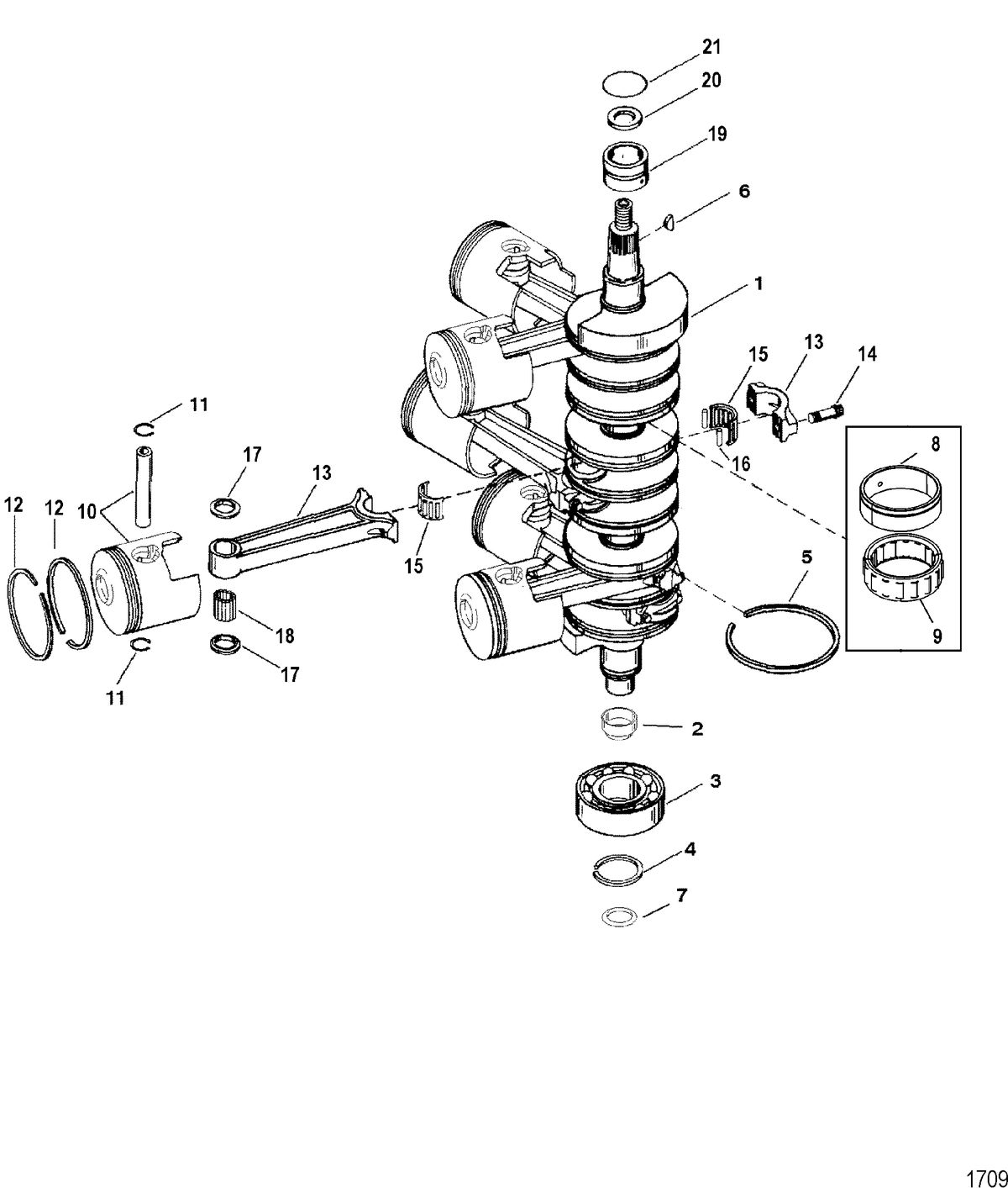 SPORTJET 250 DFI AND 250 DFI M2 JET DRIVE Crankshaft / Pistons / Connecting Rods