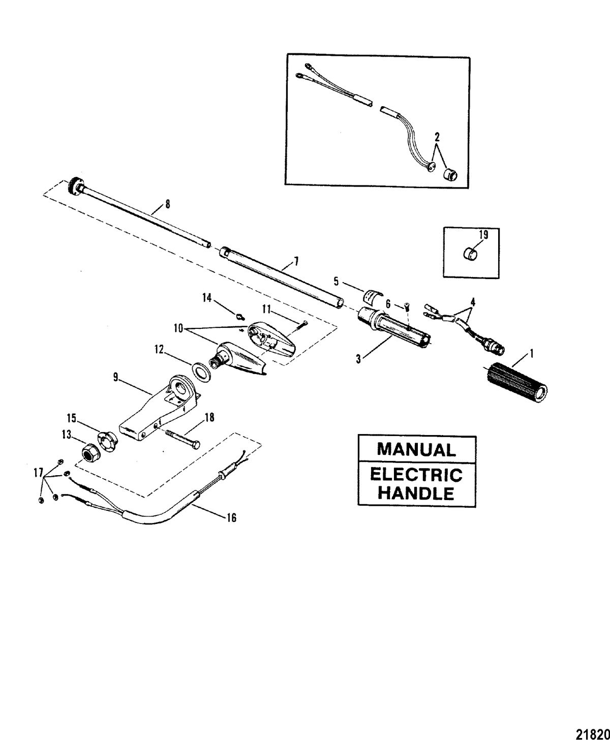 MERCURY/MARINER 20 H.P /25 H.P. SEA PRO /MARATHON 25 SUPER 15 Steering Handle Assembly(Manual/Electric Handle)