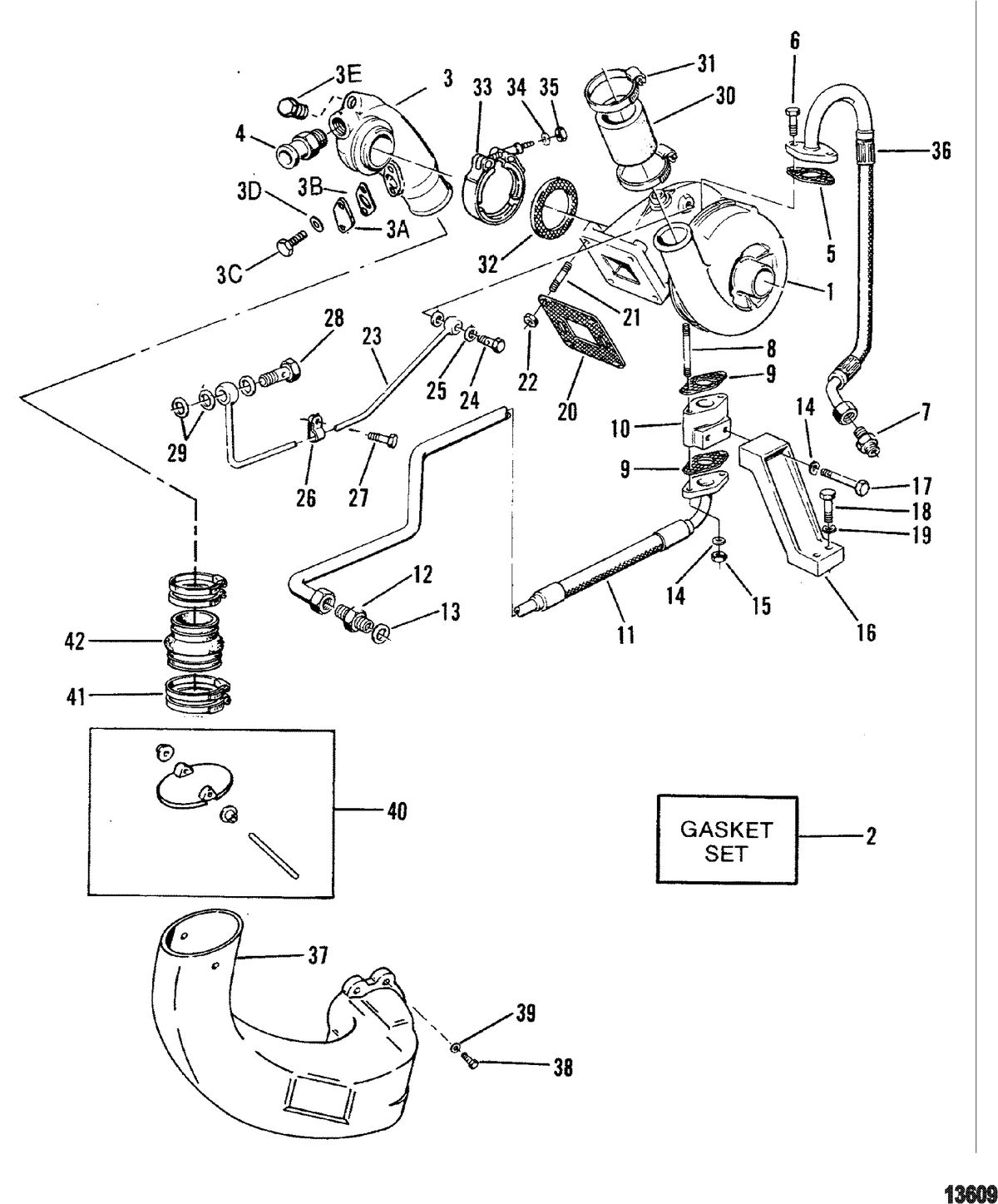 MERCRUISER 530 D-TA / 636 D -TA D183 TURBO AC/D219AC Turbo Charger/Exhaust Elbow(New Design)