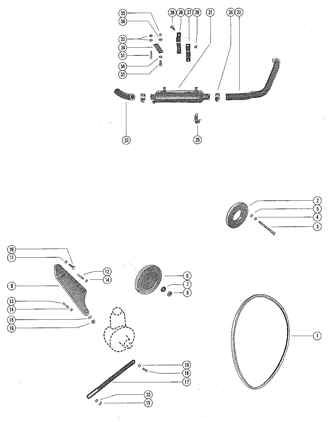 MERCRUISER 255 ENGINE POWER STEERING COMPONENTS (WITH "V" BELT)