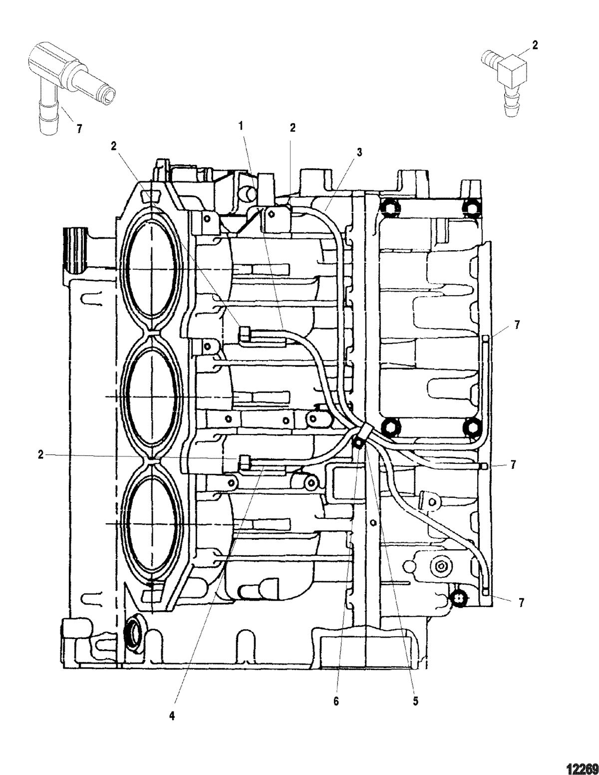 MERCURY/MARINER 200/225 (3.0L DFI) Starboard Center Main Oiling System