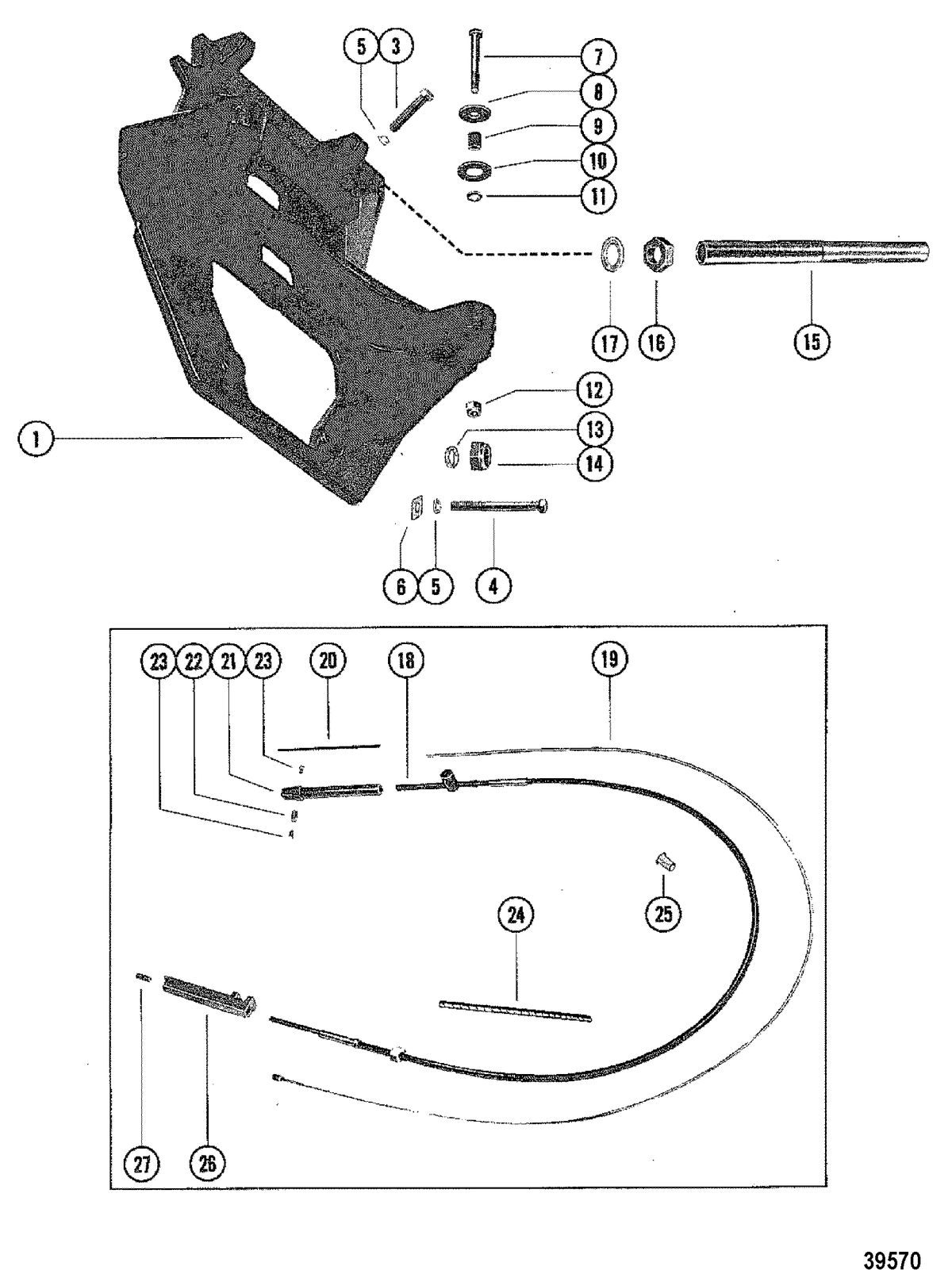 MERCRUISER 120/140 (1.98 RATIO) 165 (1.65 RATIO) 470/485 (1.84 RATIO) 260/898/228 (1.50 RATIO) TRANSOM PLATE AND SHIFT CABLE
