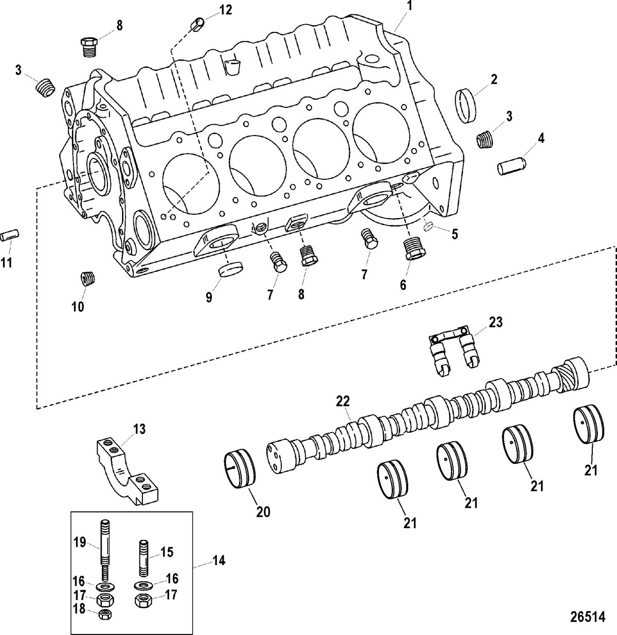 RACE STERNDRIVE 900 SC - DRY SUMP Cylinder Block And Camshaft