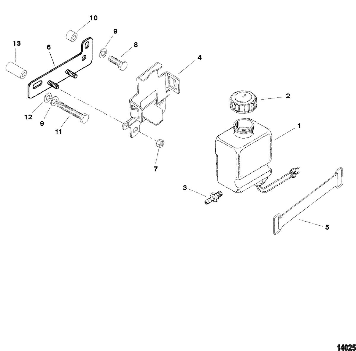 MERCRUISER 5.0L/5.7L ALPHA/BRAVO GEN+ Oil Reservoir Bottle And Bracket