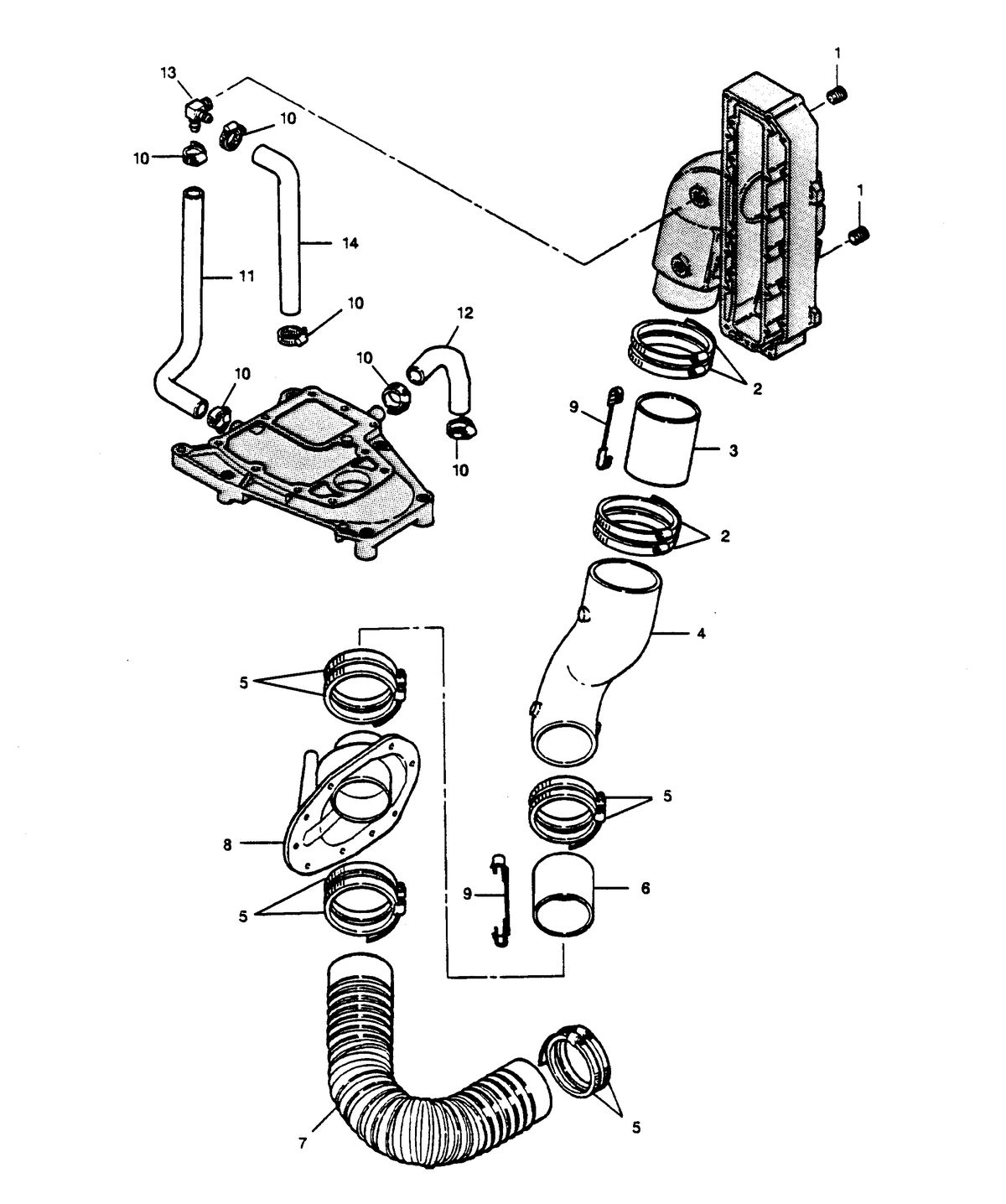 FORCE FORCE 1989 85 H.P. L-DRIVE EXHAUST SYSTEM