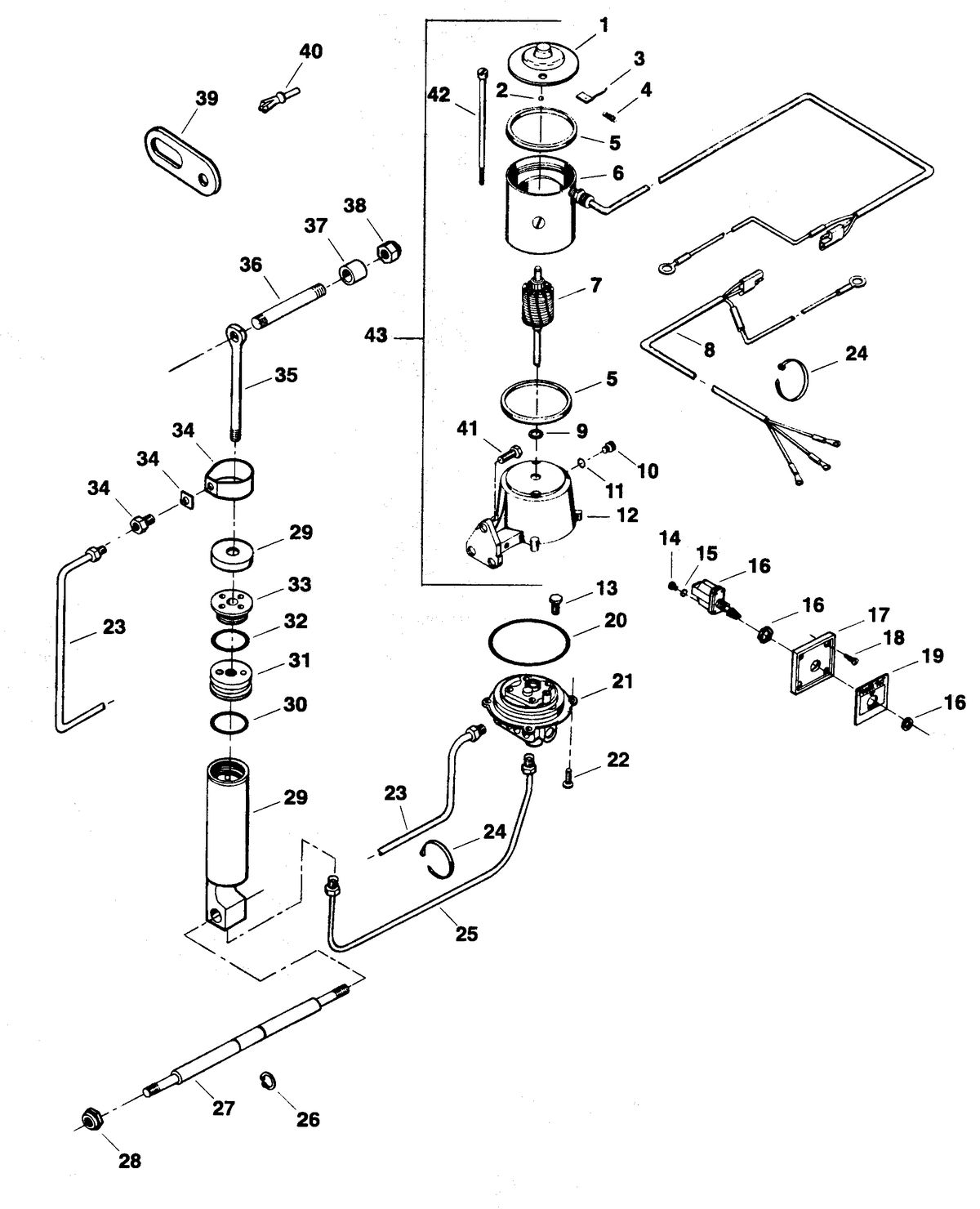 FORCE FORCE TRIM & TILT MODELS 35 THRU 75 HP TILT ASSEMBLY (F5H144)