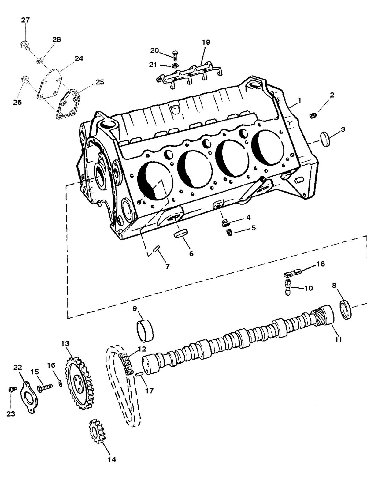 MERCRUISER 350 MAGNUM EFI TOURNAMENT SKI CYLINDER BLOCK AND CAMSHAFT