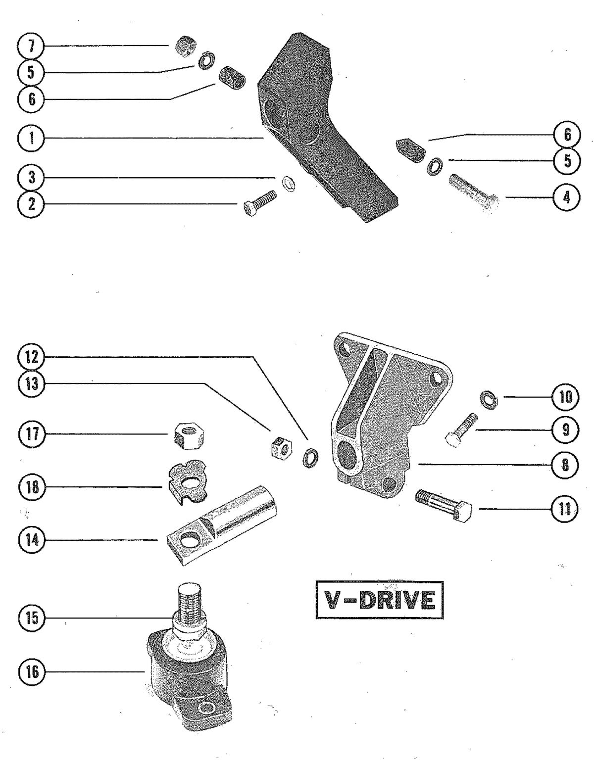 MERCRUISER 255 ENGINE TRANSMISSION AND ENGINE MOUNTING (V-DRIVE)