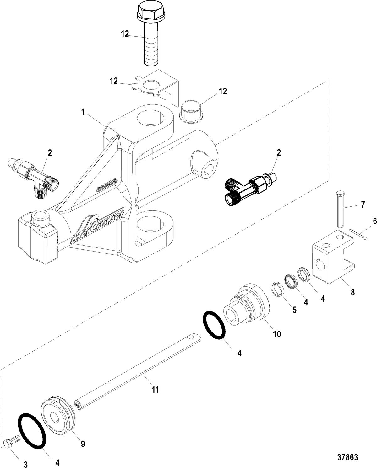 MERCRUISER BRAVO X (I-II-III) Compact Hydralic Steering Actuator
