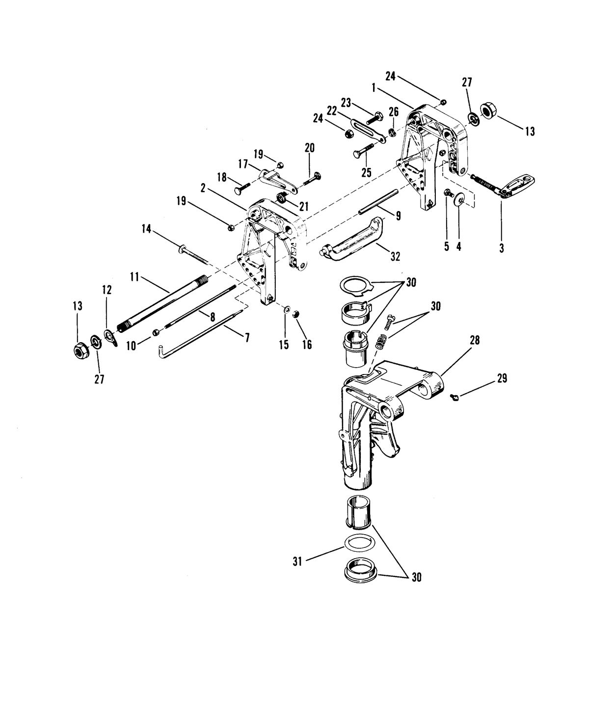 RACE OUTBOARD 44 XS CLAMP BRACKET/SWIVEL BRACKET