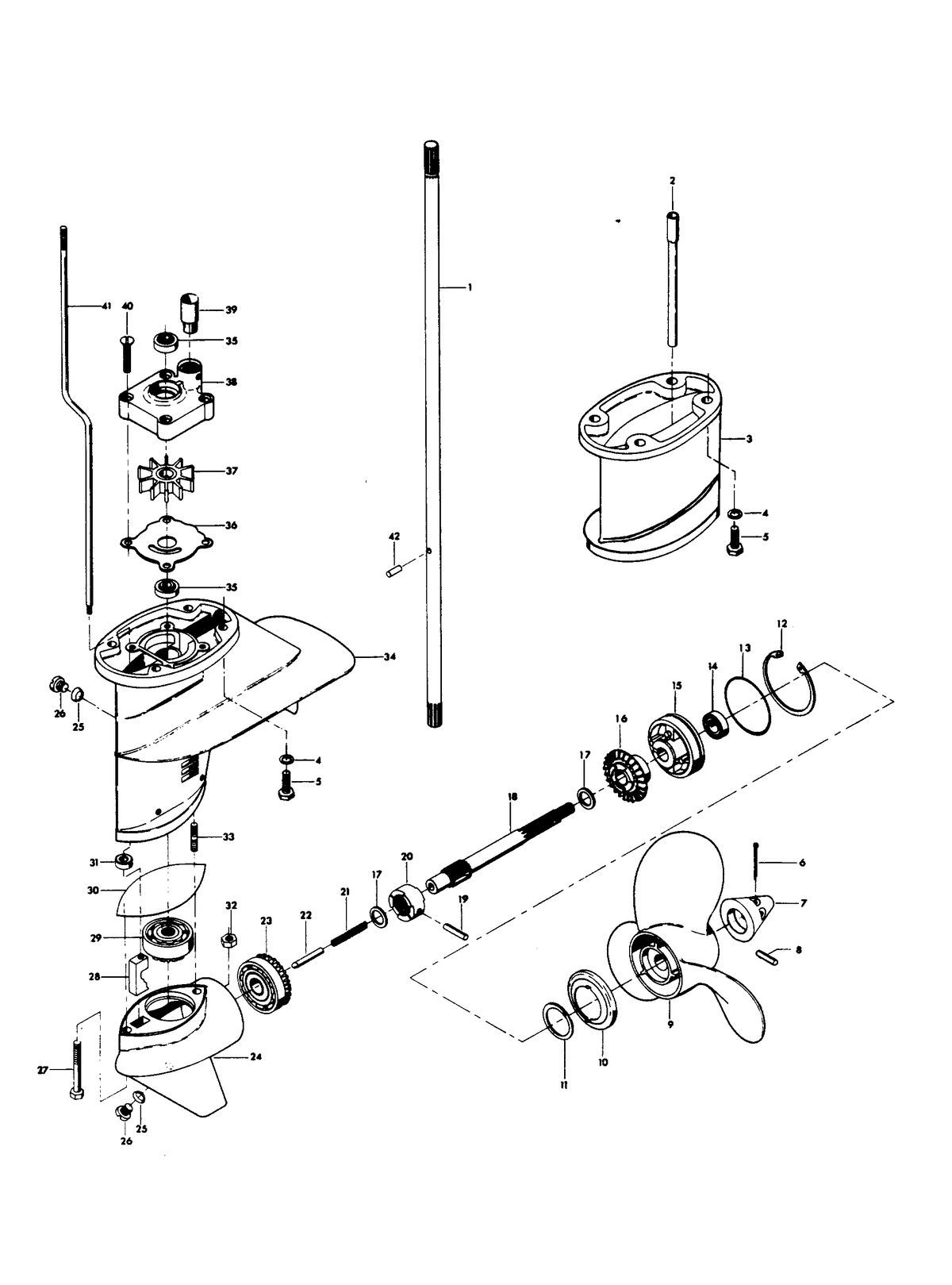 CHRYSLER 25 H.P. GEAR HOUSING