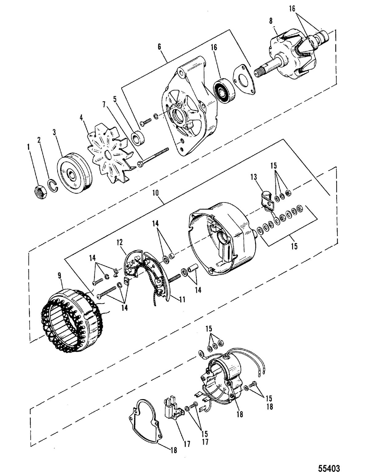 MERCRUISER 454 MAGNUM BRAVO ENGINE ALTERNATOR(MANDO)
