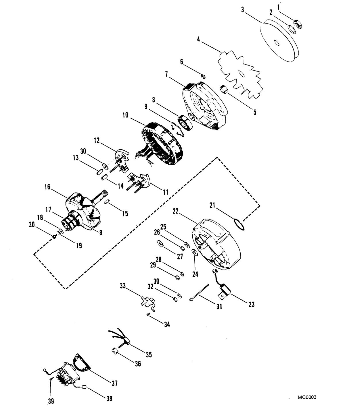 MERCRUISER 300 TEMPEST (MR/TR) ENGINE ALTERNATOR (55 AMPS)
