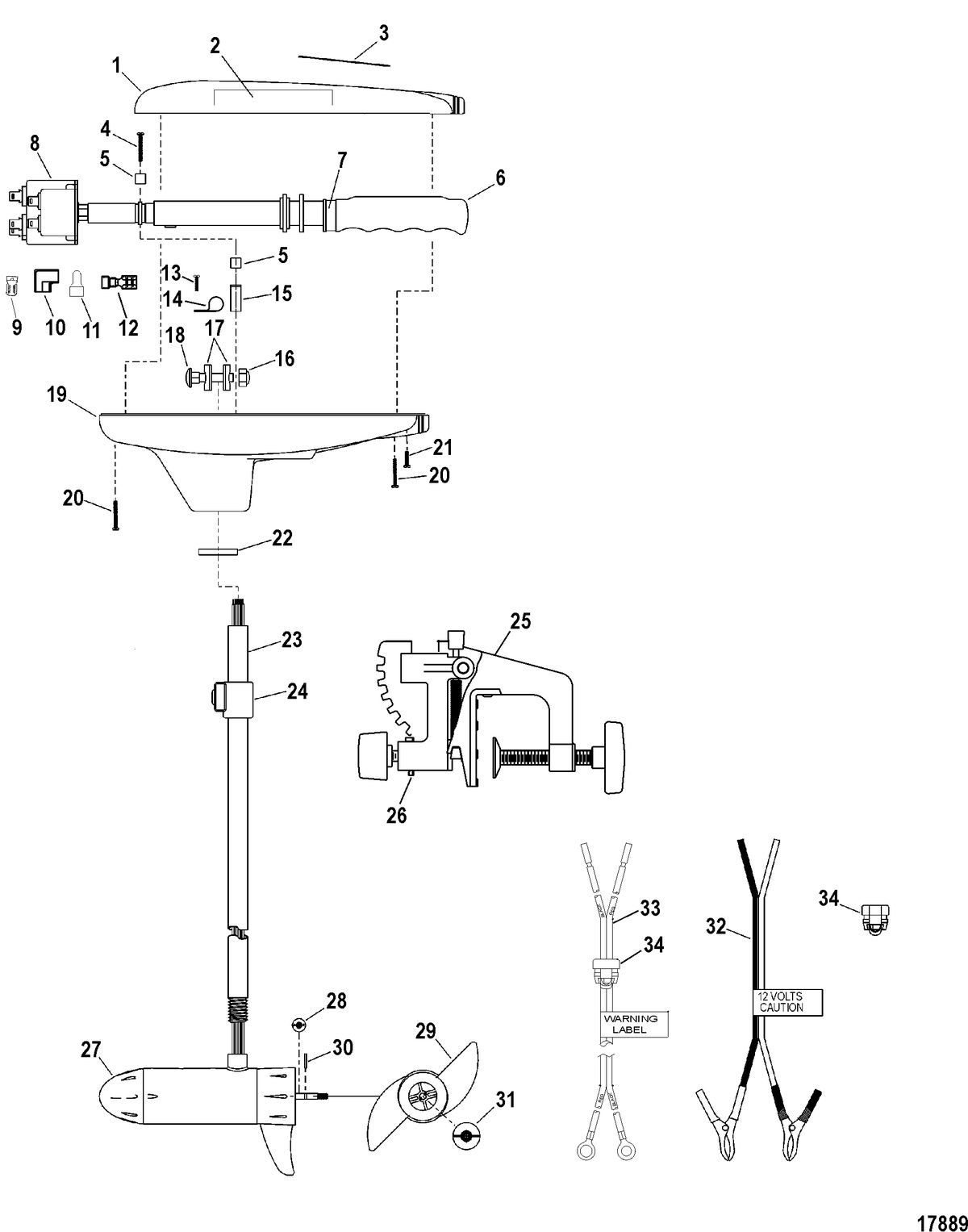 TROLLING MOTOR MOTORGUIDE THRUSTER SERIES Complete Trolling Motor(Model T34) (12 Volt)