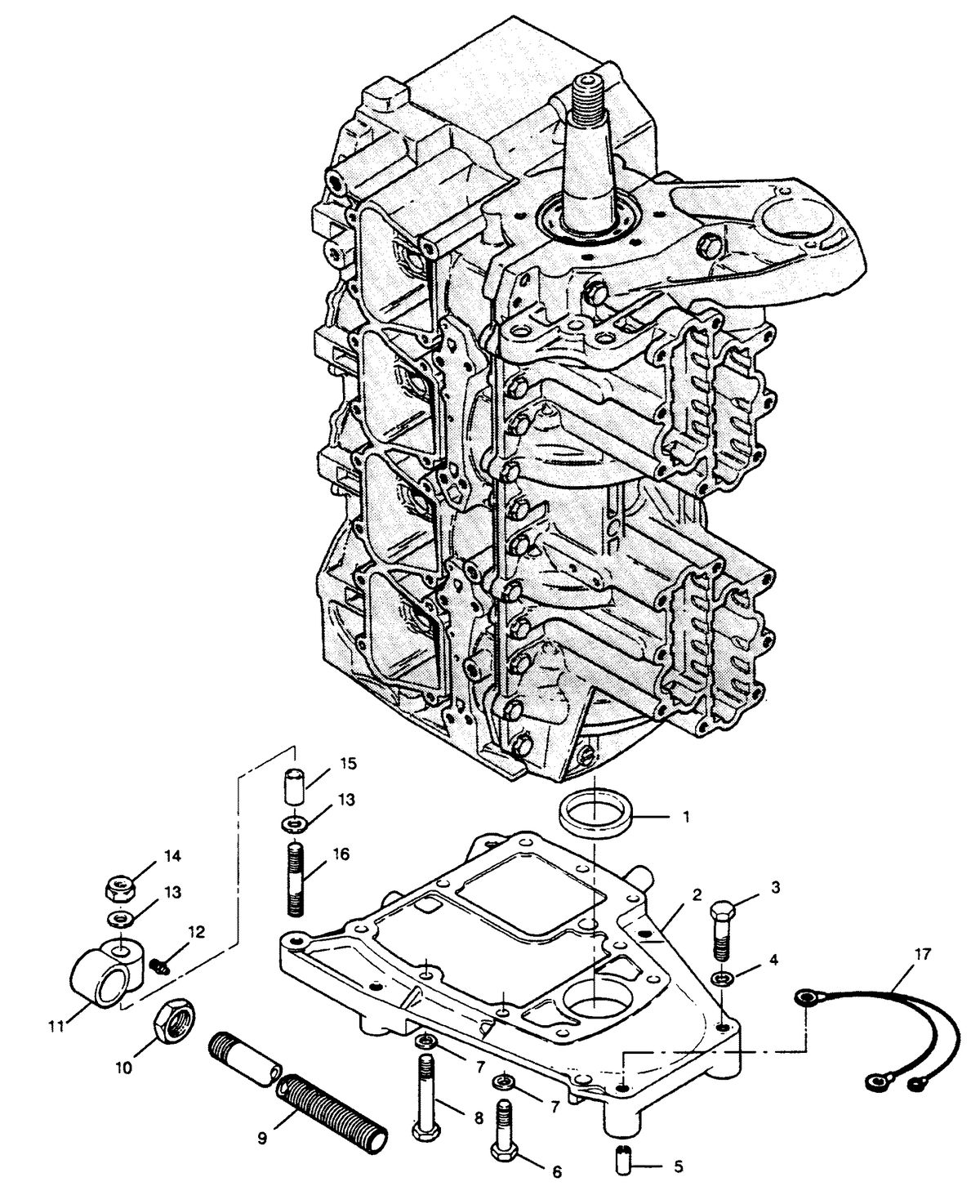 FORCE FORCE 120 H.P. "A" MODEL 1990 L-DRIVE SPACER PLATE AND STEERING TUBE