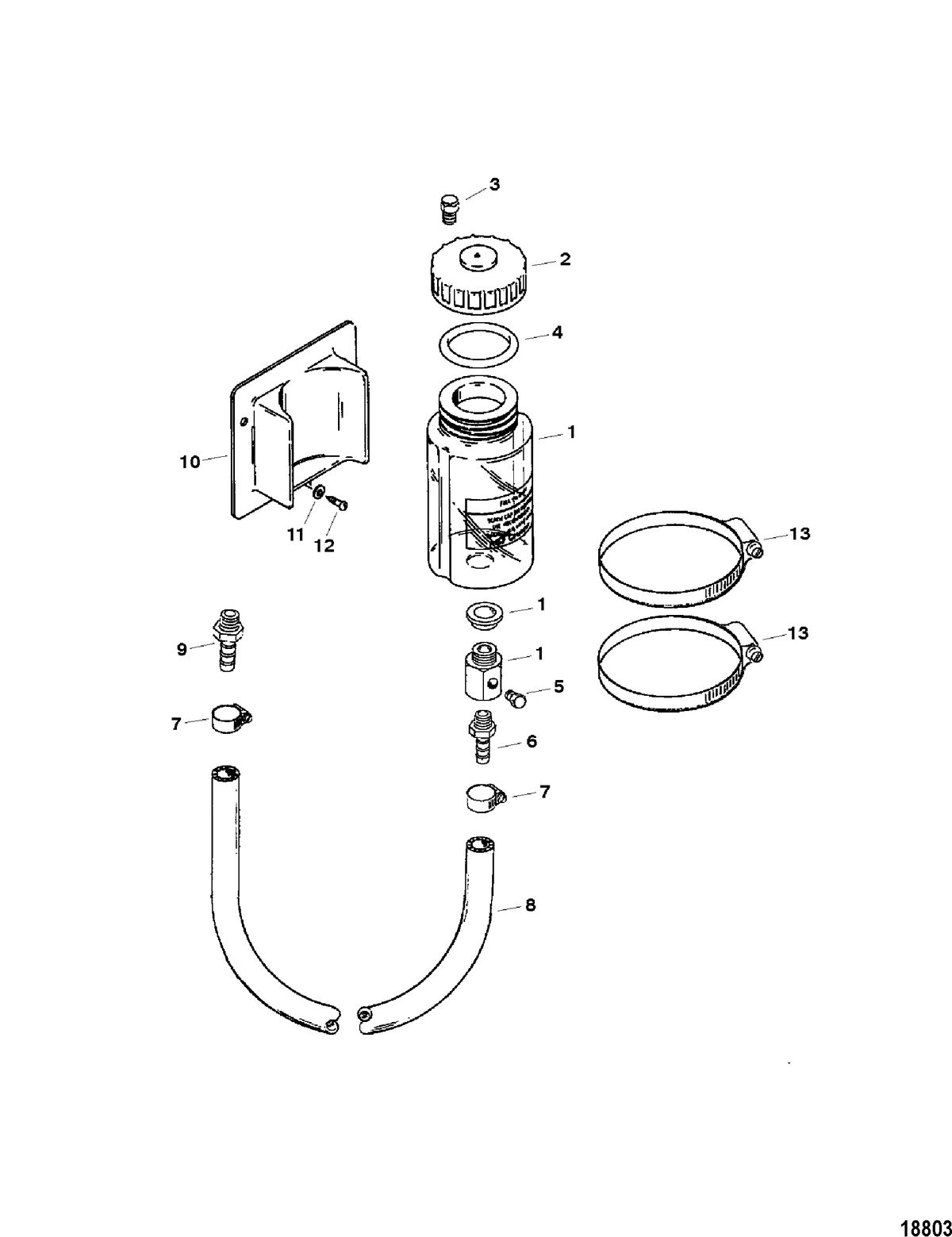 MERCRUISER ALPHA-ONE SS, II SSM, III, III SSM, IIIA SSM, IV SSM, V SSM RESERVIOR BOTTLE-STANDOFF BOX