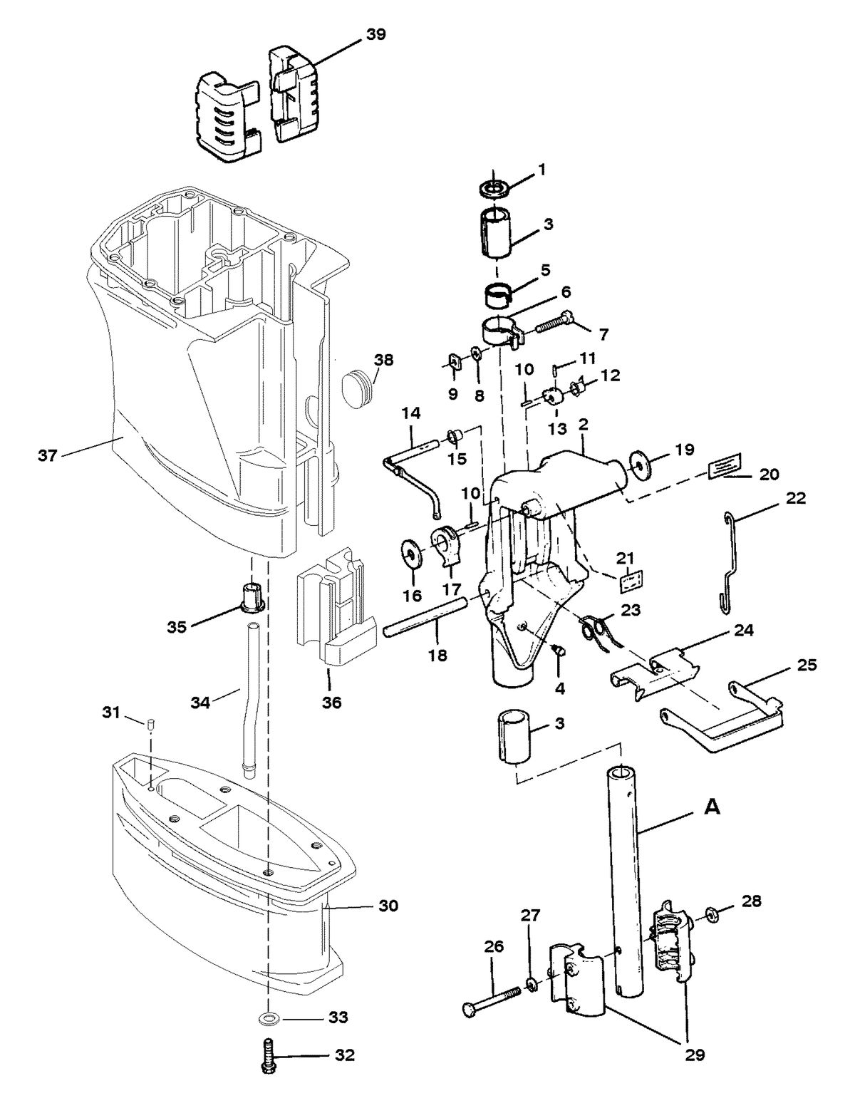FORCE FORCE 25 H.P. SWIVEL BRACKET & DRIVESHAFT HOUSING