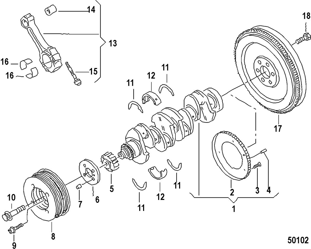 MERCRUISER VW 1.9L ENGINE COMPONENTS, SDI Crankshaft/Connecting Rod Bearings