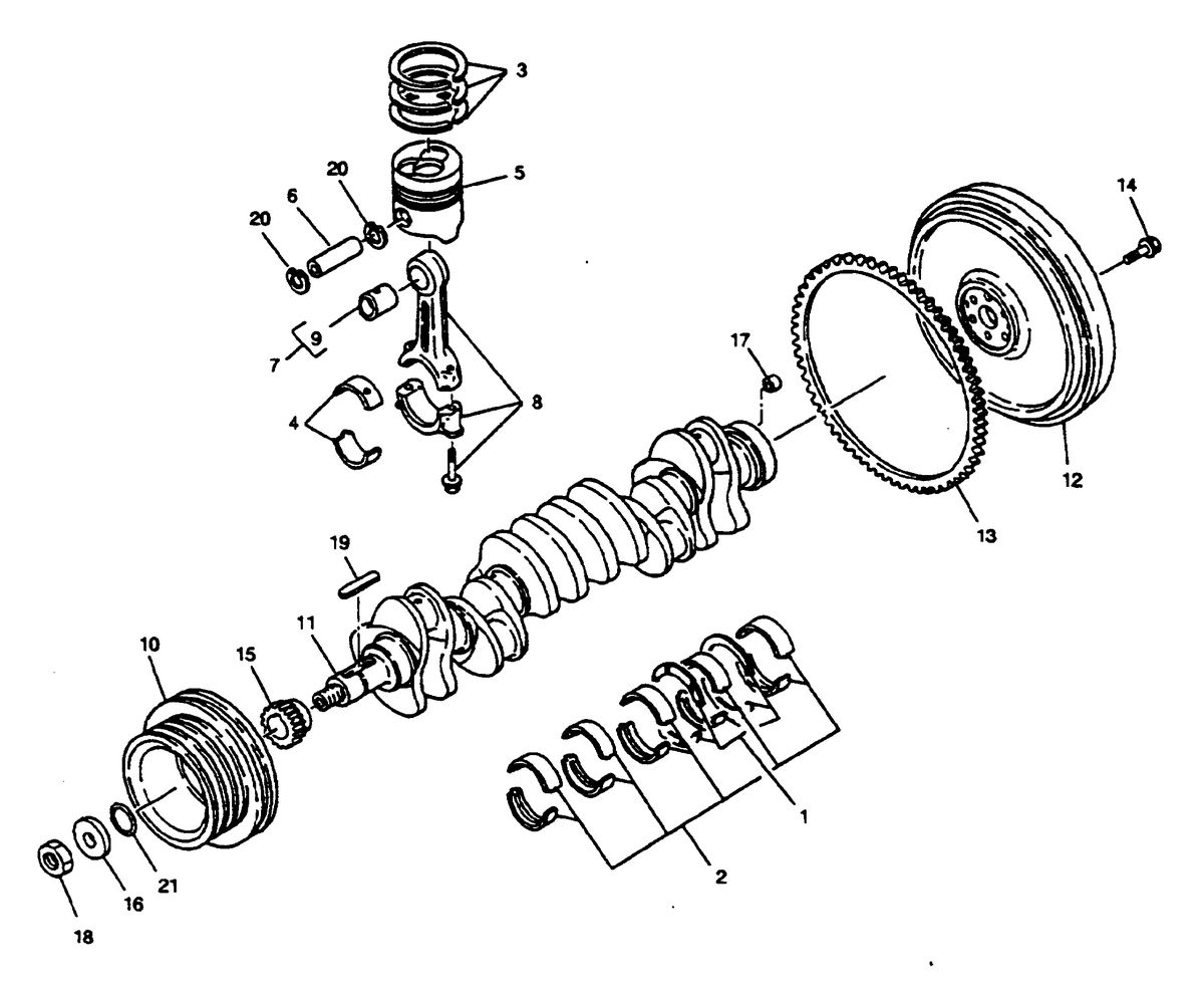 MERCRUISER HINO DIESEL 250 H.P. CRANKSHAFT AND PISTON ASSEMBLY