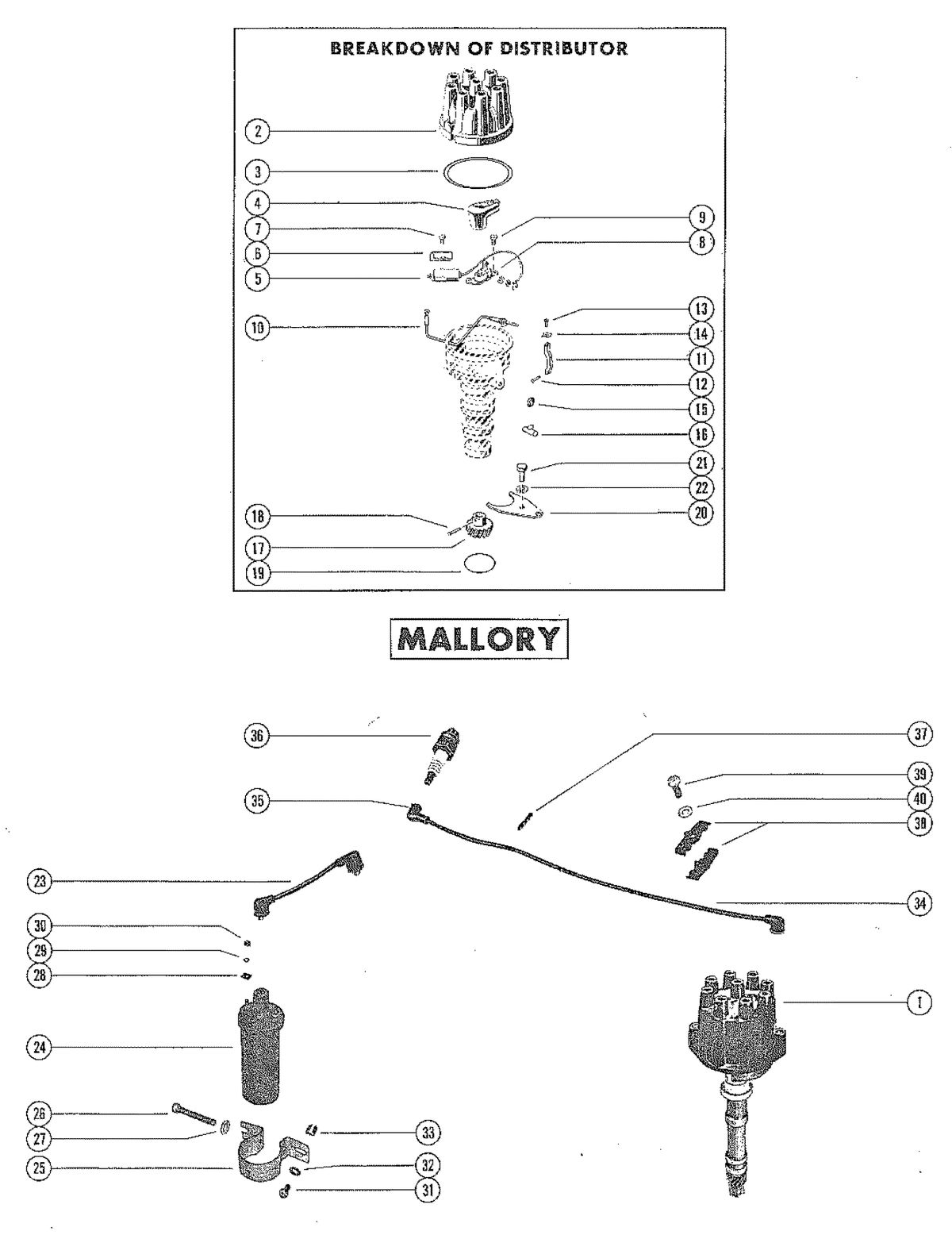 MERCRUISER 225 ENGINE DISTRIBUTOR ASSEMBLY, COMPLETE-MALLORY