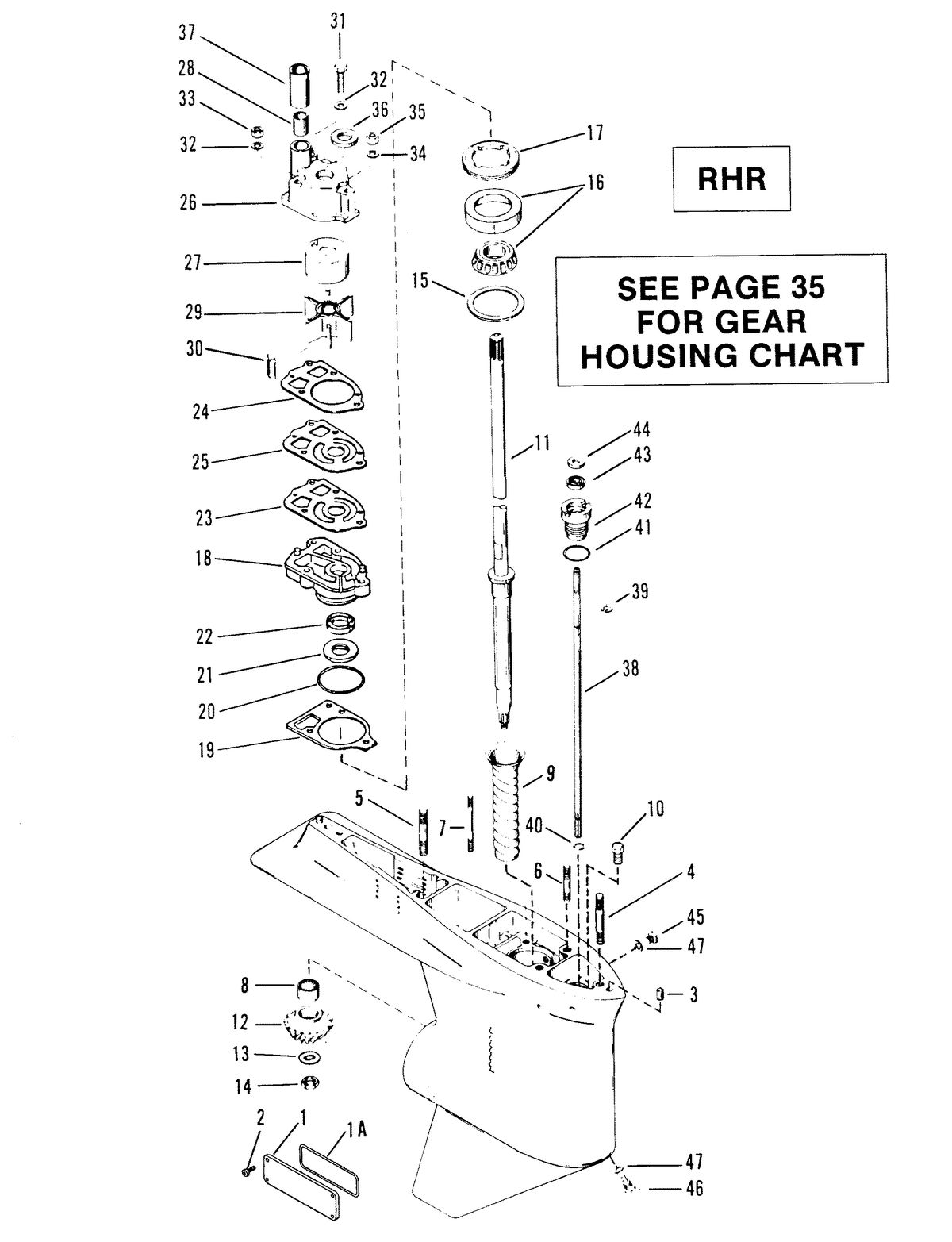 RACE OUTBOARD 2.4L EFI / 2.4L EFI OFFSHORE GEAR HOUSING (DRIVE SHAFT) RHR