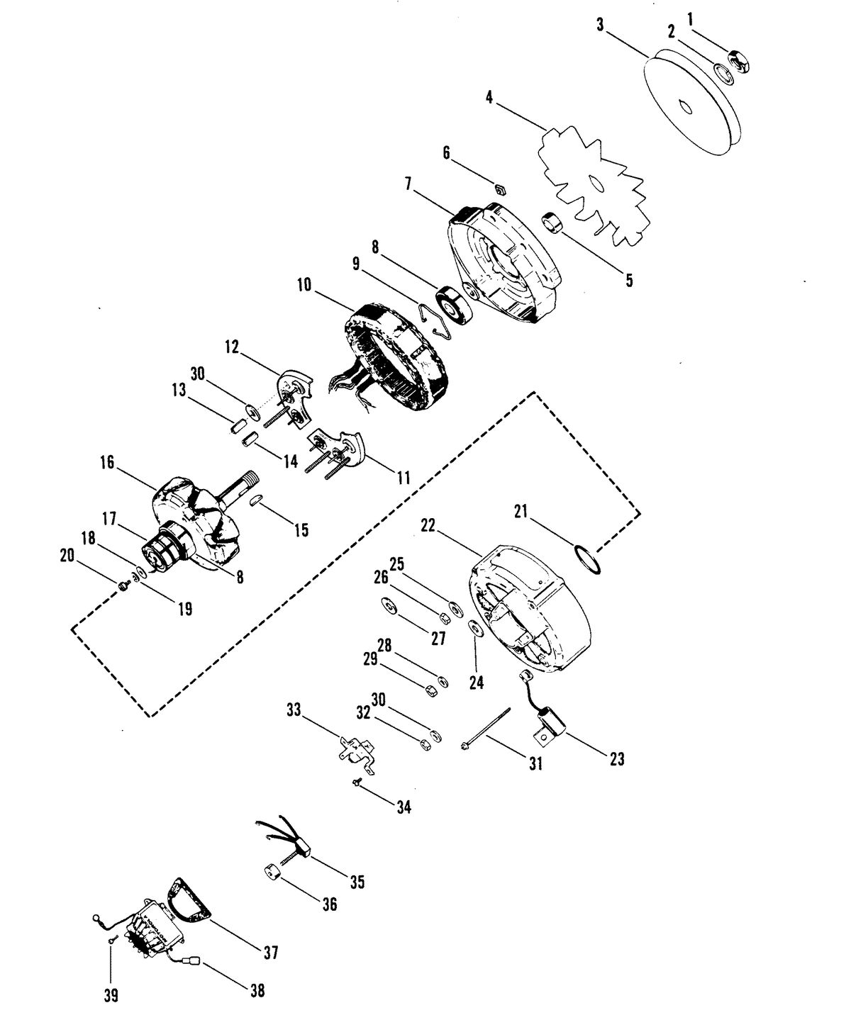 MERCRUISER 185R/MR ENGINE (229 CID) ALTERNATOR (MOTOROLA)