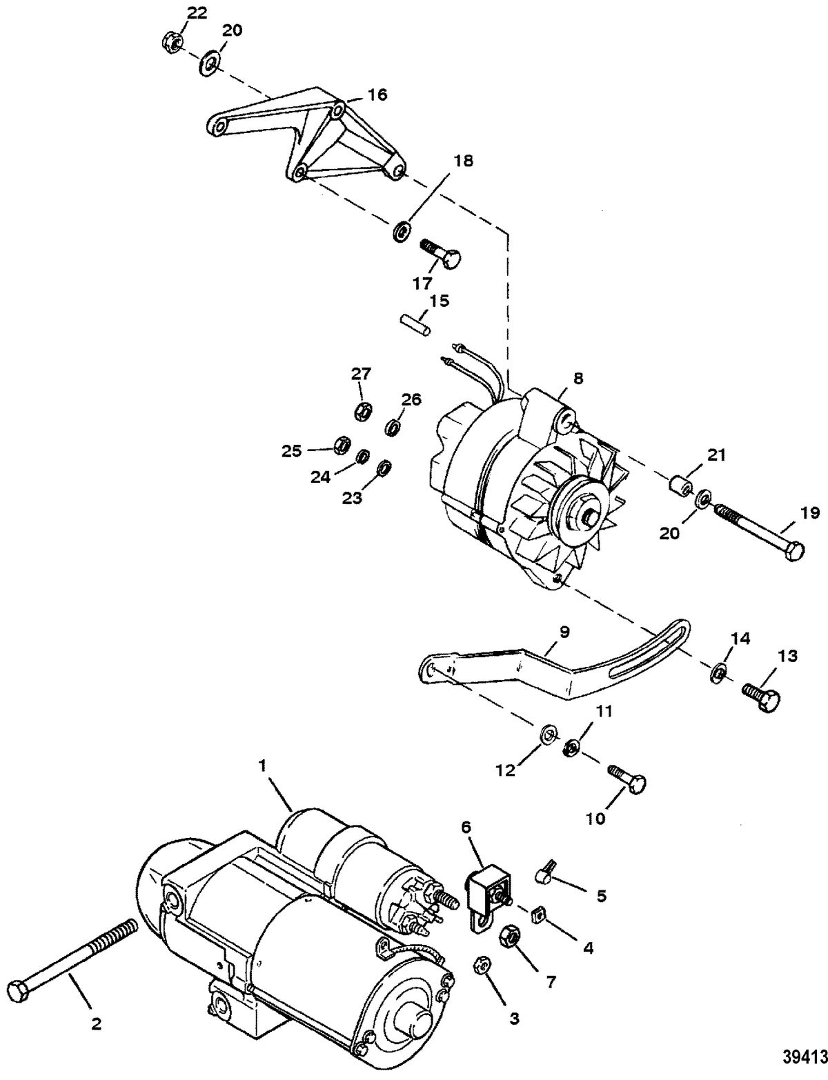 MERCRUISER 454/502 EFI MAG BRAVO (GEN V) STARTER MOTOR AND ALTERNATOR