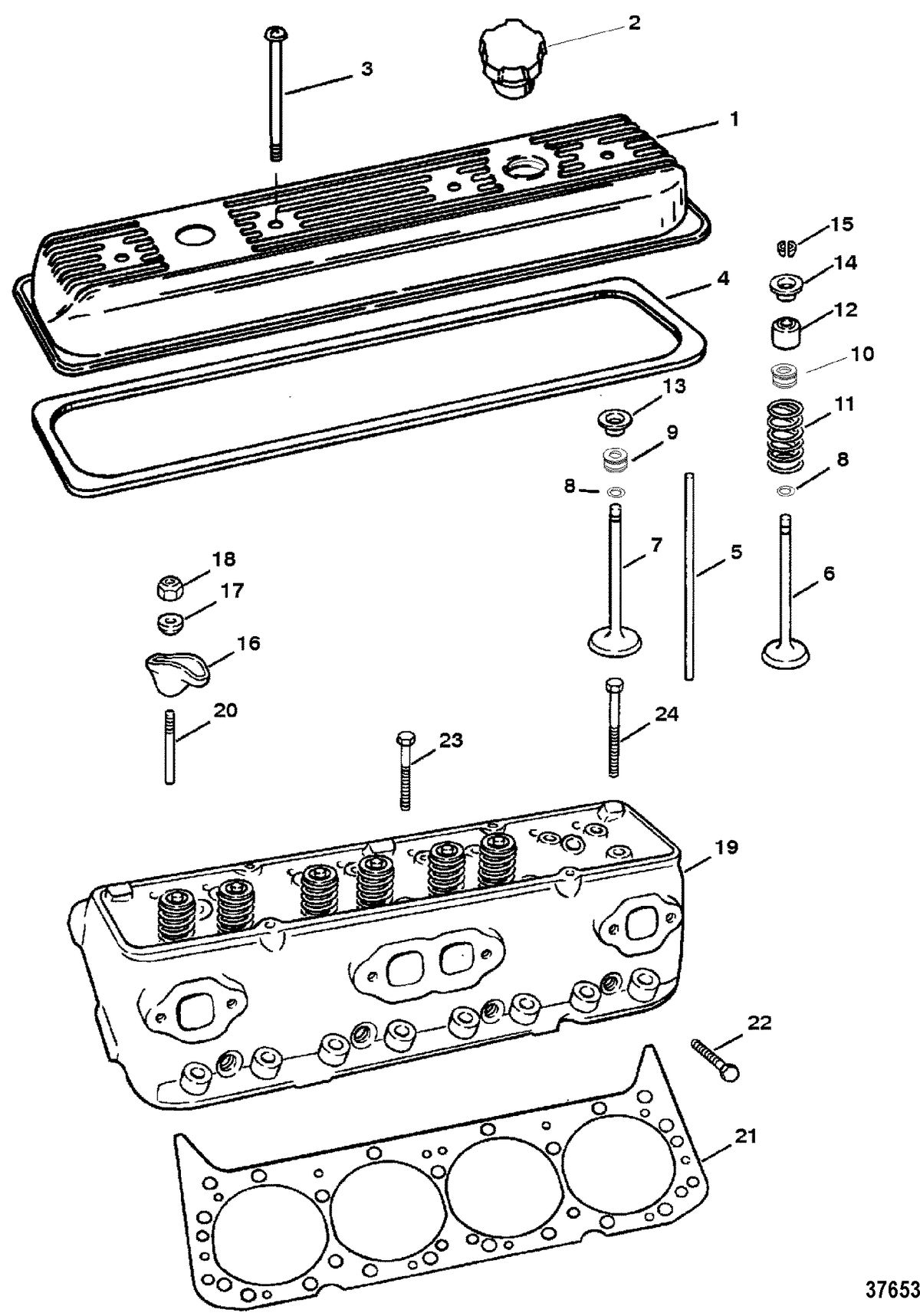 MERCRUISER 5.7L 2BBL 5.7LX 4BBL 350 MAG ALPHA/BRAVO CYLINDER HEAD AND ROCKER COVER
