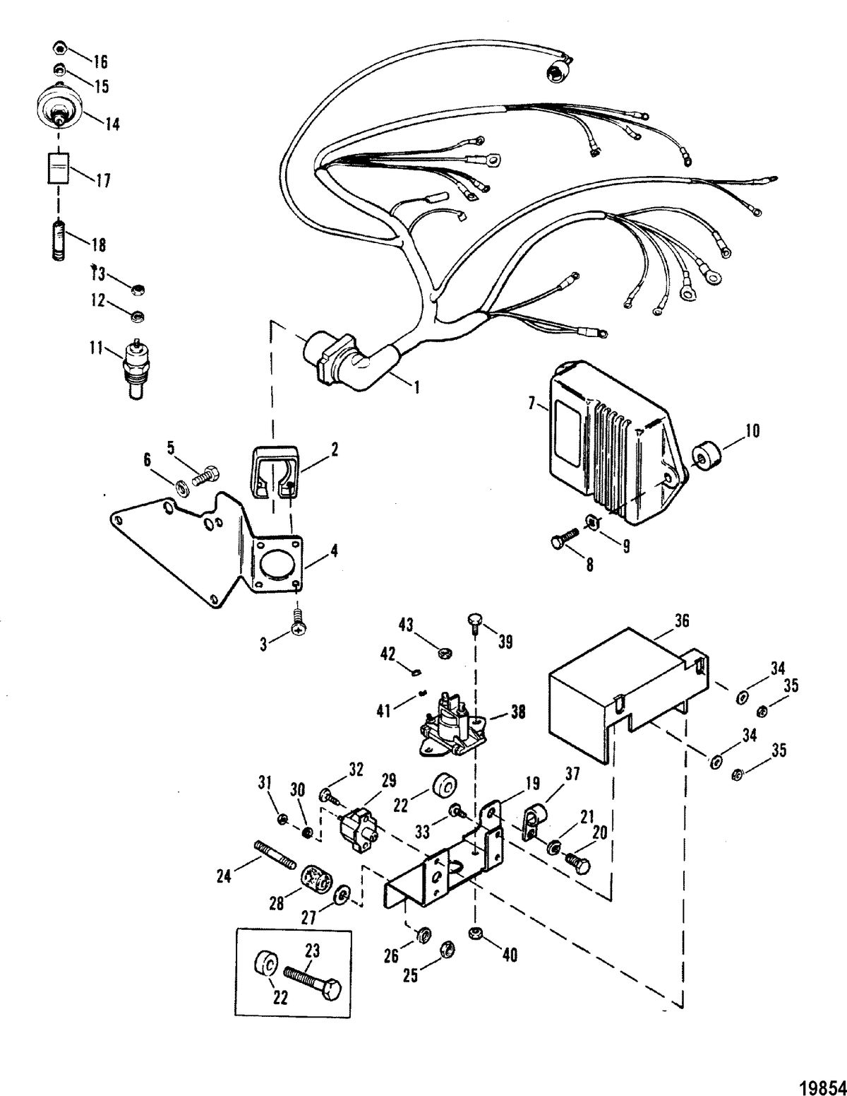 MERCRUISER 230 HP/260 H.P. INBOARD ENGINE (GM) WIRING HARNESS, ELECTRICAL AND IGNITION