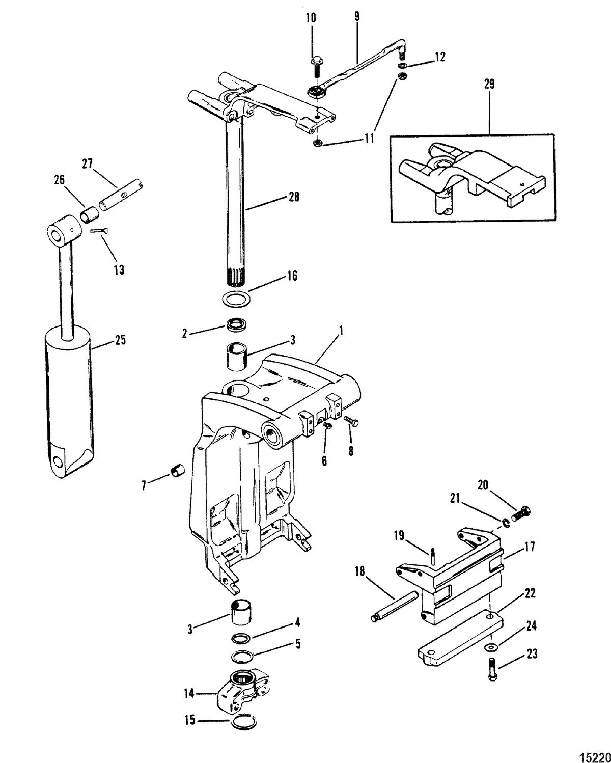MERCURY/MARINER 75/90 HP (3 CYLINDER) Swivel Bracket And Steering Arm(Casting Number 1499-8709C6)