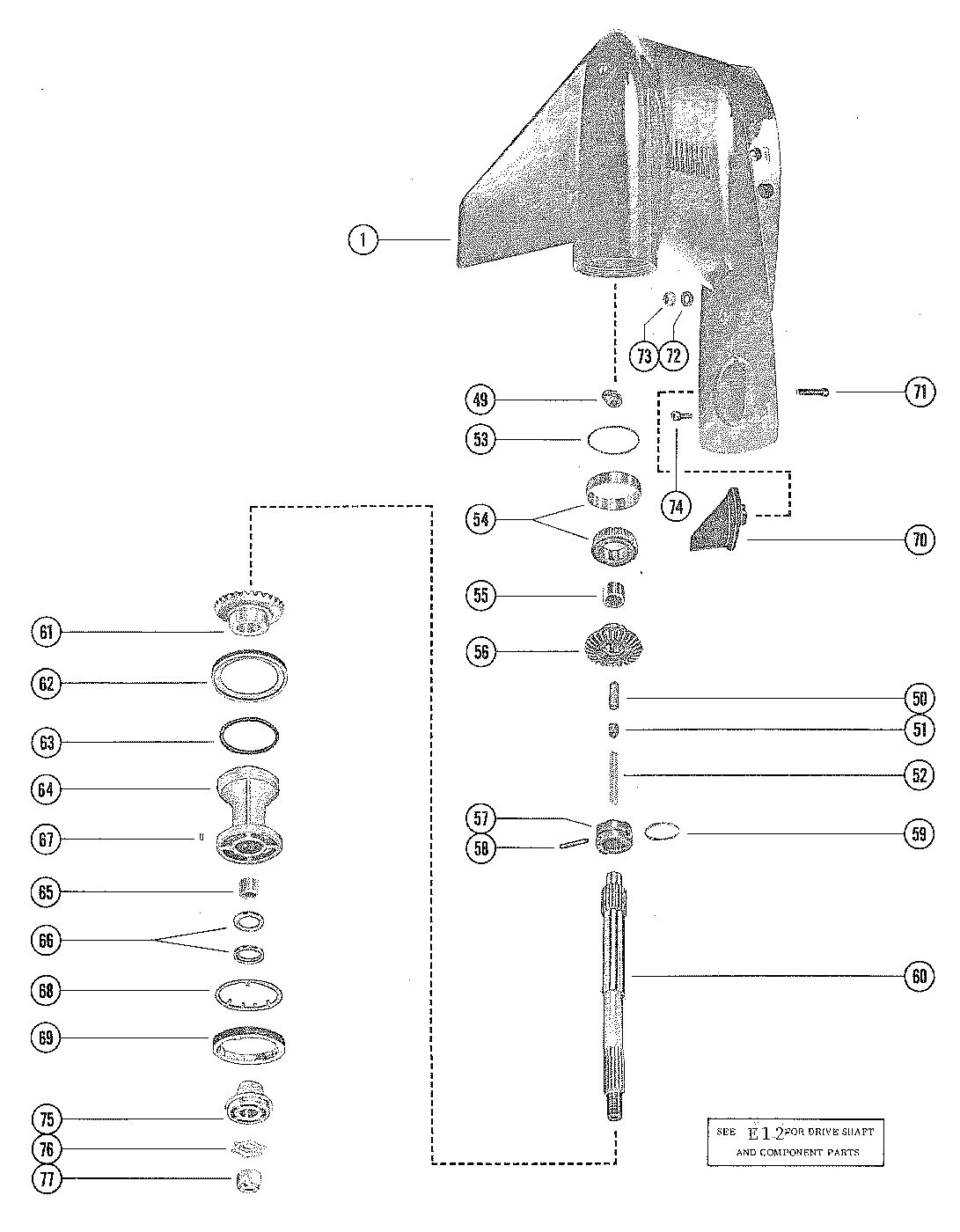 MARINER 115 HORSEPOWER GEAR HOUSING ASSEMBLY, COMPLETE (PAGE 2)