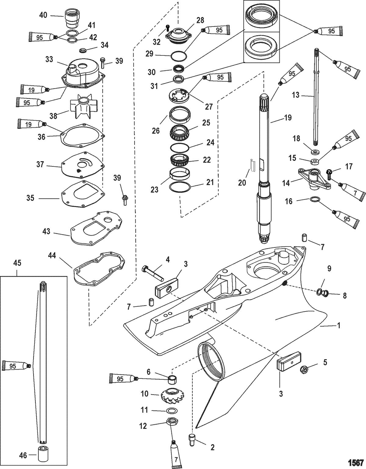 RACE OUTBOARD 250 XS(3.0L DFI) Gear Housing, Driveshaft - SportMaster