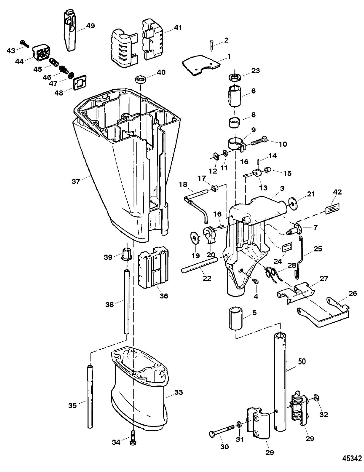 FORCE 9.9/15 HP FORCE Swivel Bracket and Driveshaft Housing