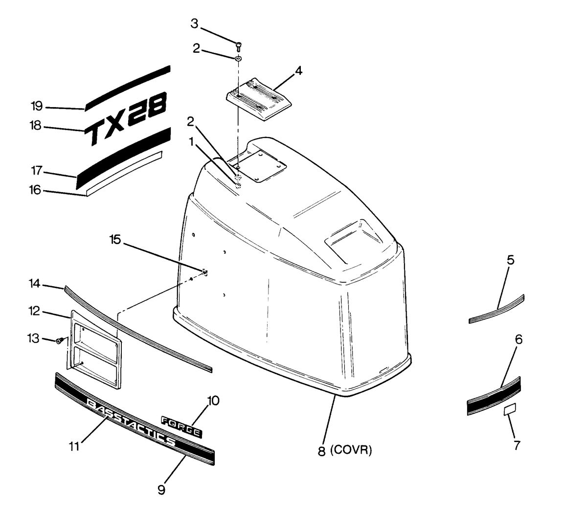 FORCE FORCE 1988 85 H.P. "A" MODELS ENGINE COVER CAJUN MODELS