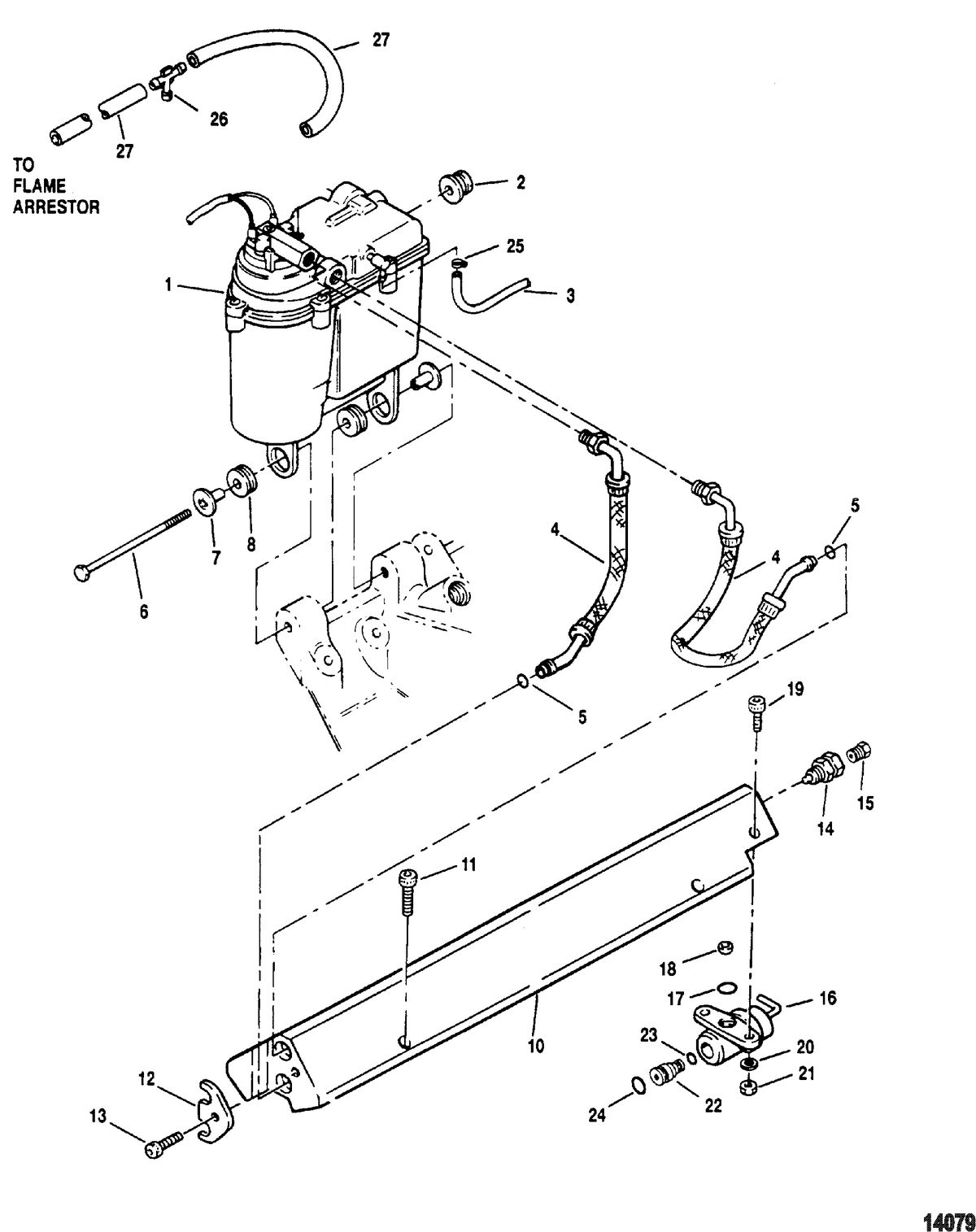 MERCRUISER MIE 7.4 EFI HURTH/BORG WARNER -LH ONLY Vapor Separator Tank And Fuel Rail