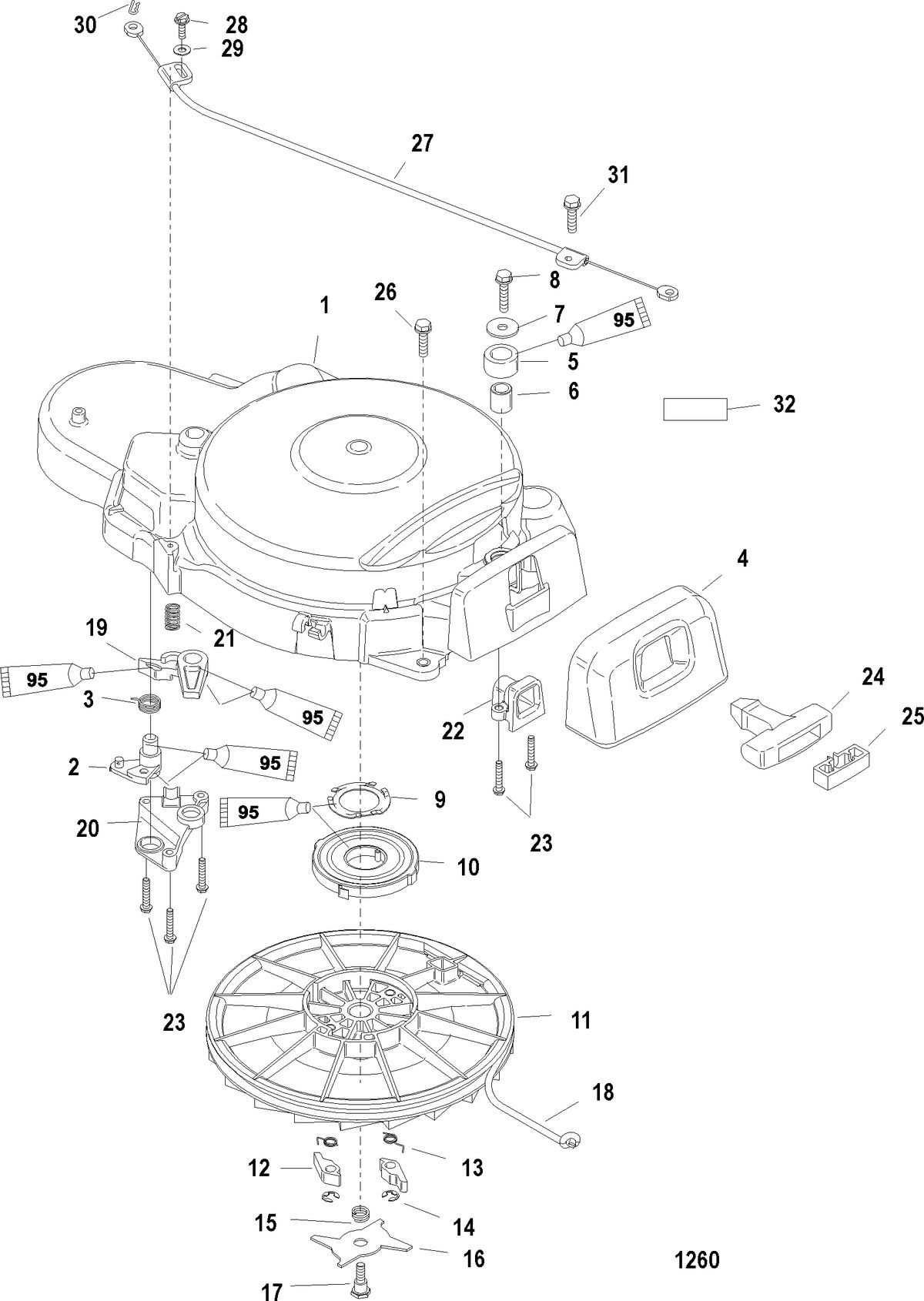 MERCURY/MARINER 30/40 CARB 4-STROKE (3 CYLINDER) Manual Starter