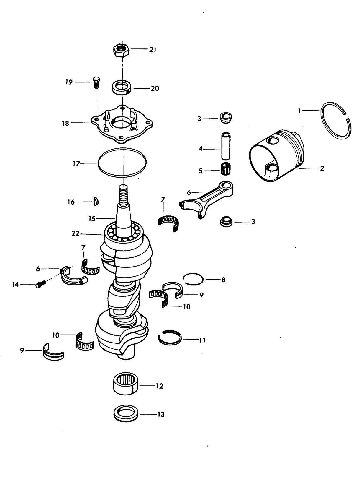 CHRYSLER 75 H.P. CRANKSHAFT AND PISTON GROUP