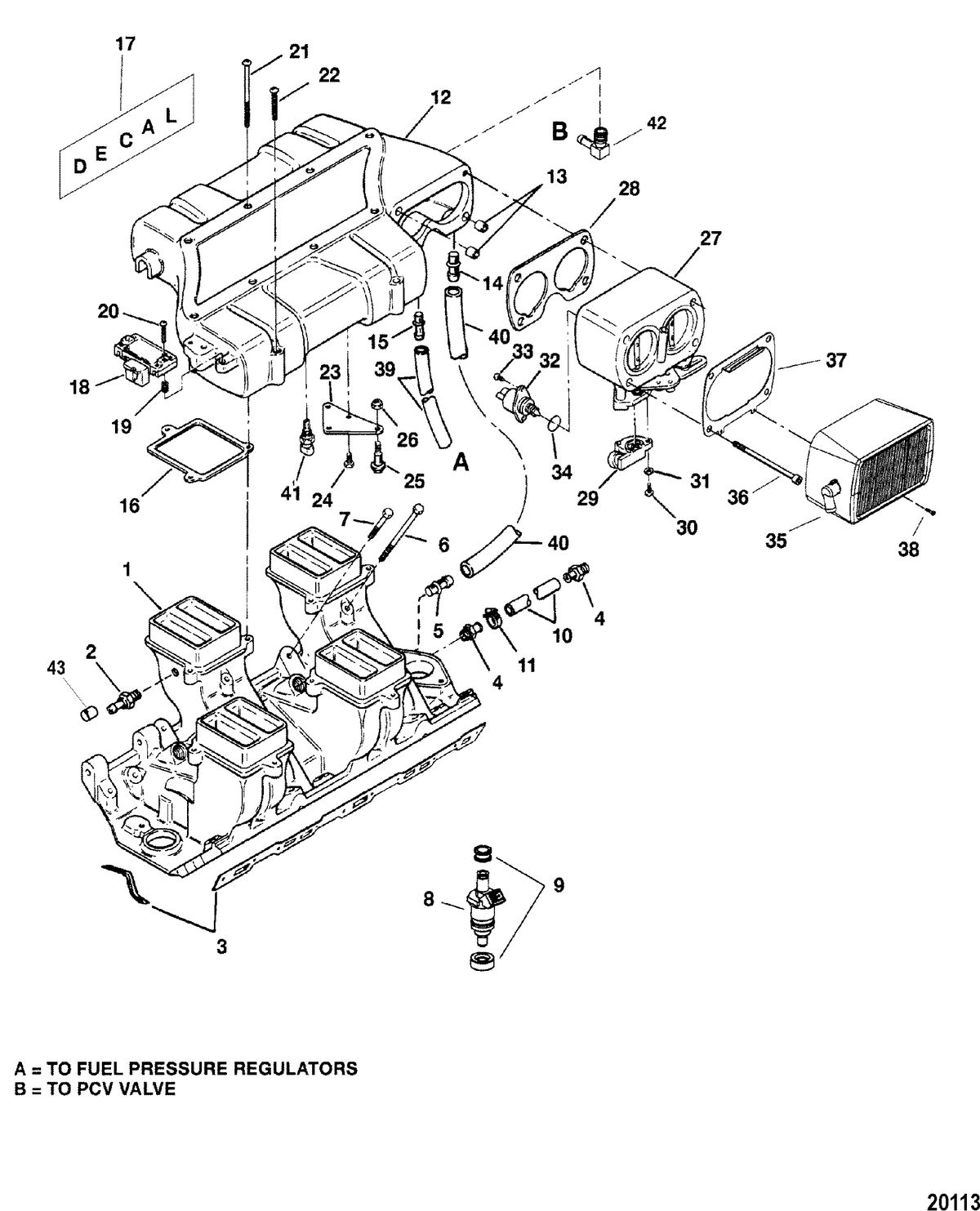 MERCRUISER 454/502 MPI MAG BRAVO (GEN VI) Intake Manifold and Intake Plenum