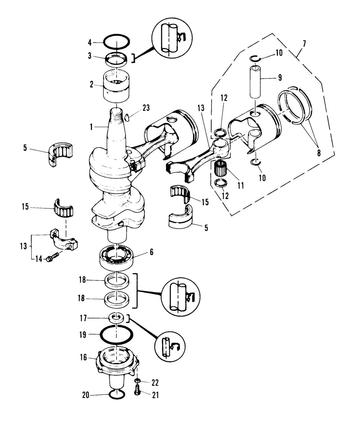 MARINER MARINER 40A HORSEPOWER CRANKSHAFT AND PISTON