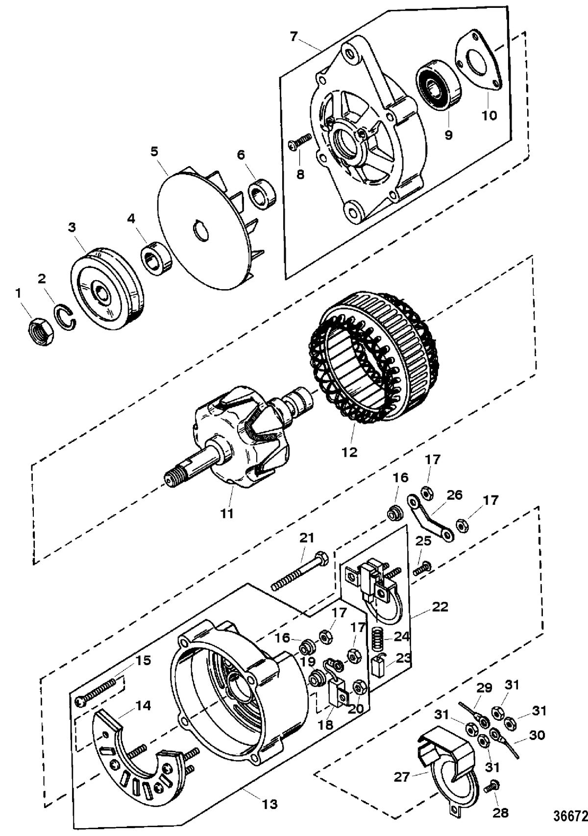 RACE STERNDRIVE 500 CARB (502CID) 8.2L ENGINE (GEN +) ALTERNATOR ASSEMBLY(MANDO # AC-155603)