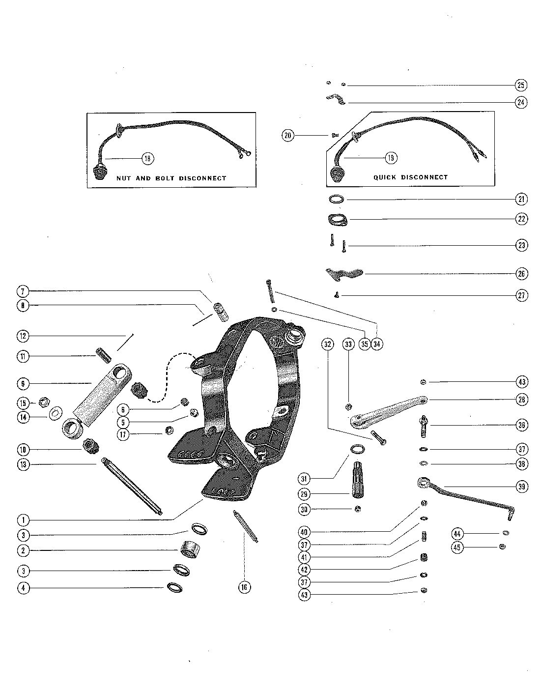 MERCRUISER 1A-1B-1C (E-Z SHIFT) GIMBAL RING ASSEMBLY AND STEERING LEVER