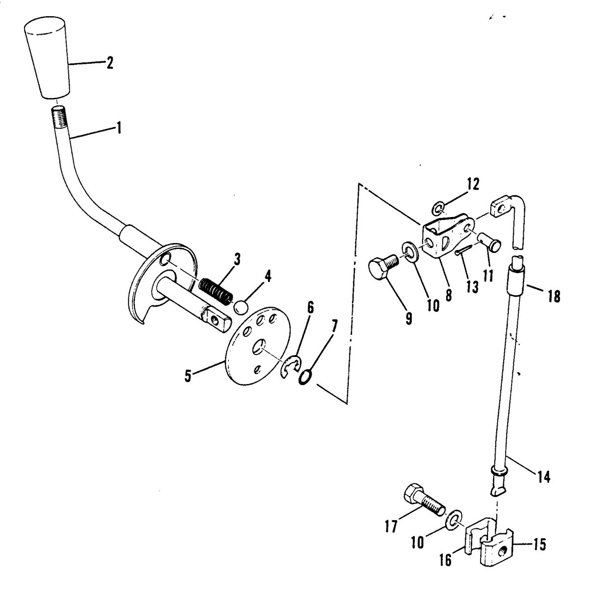 MARINER 5 H.P. GEAR SHIFT LINKAGE