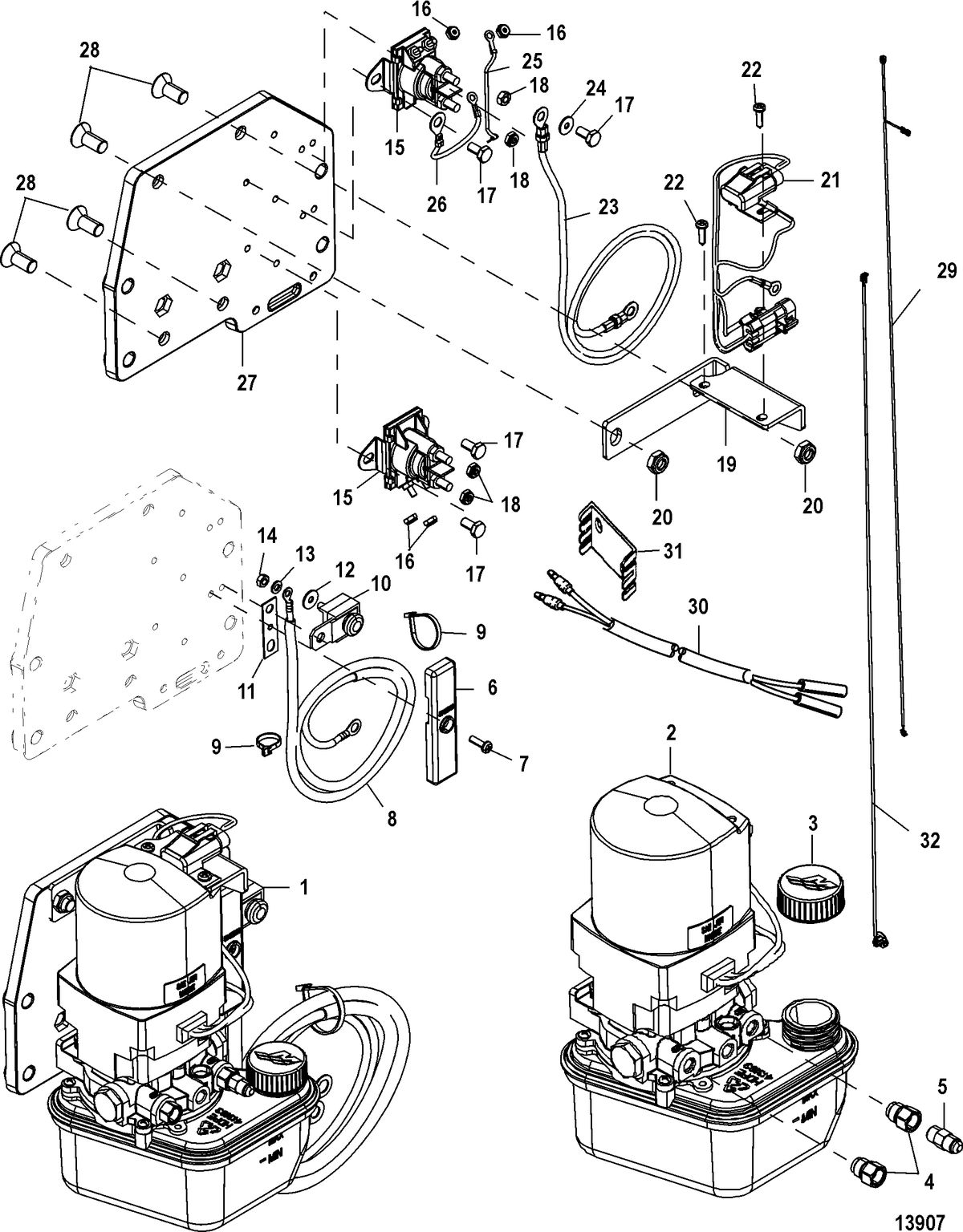 RACE OUTBOARD 250XS DFI (3.0L) Trim Pump and Mounting Brackets